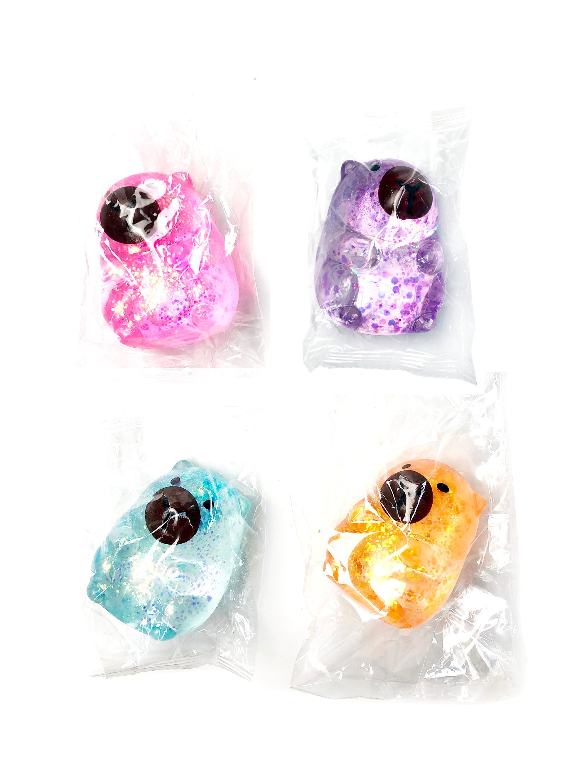 12 Pc Glitter Capybara Squishy Toys Display – Kids Party Favors & Prizes