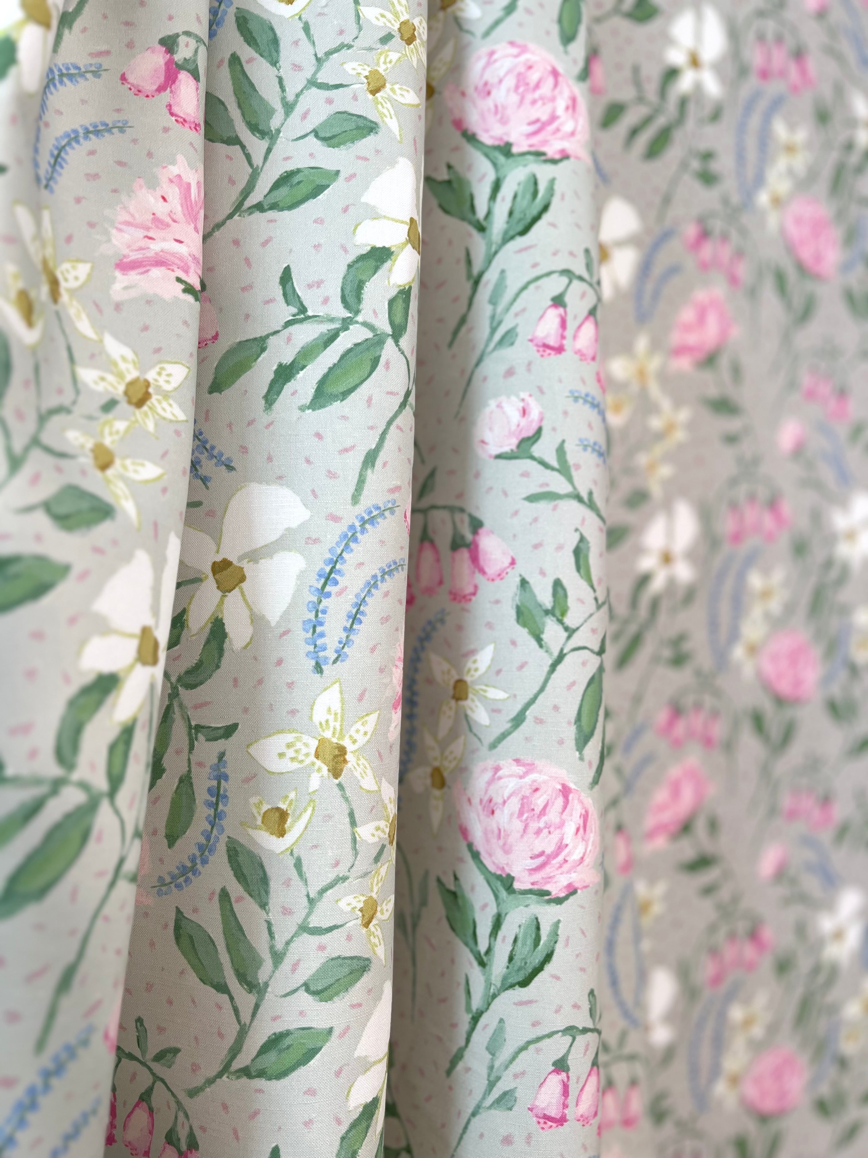 Flowers For Bailey In Soft Green (garden)- Fabric