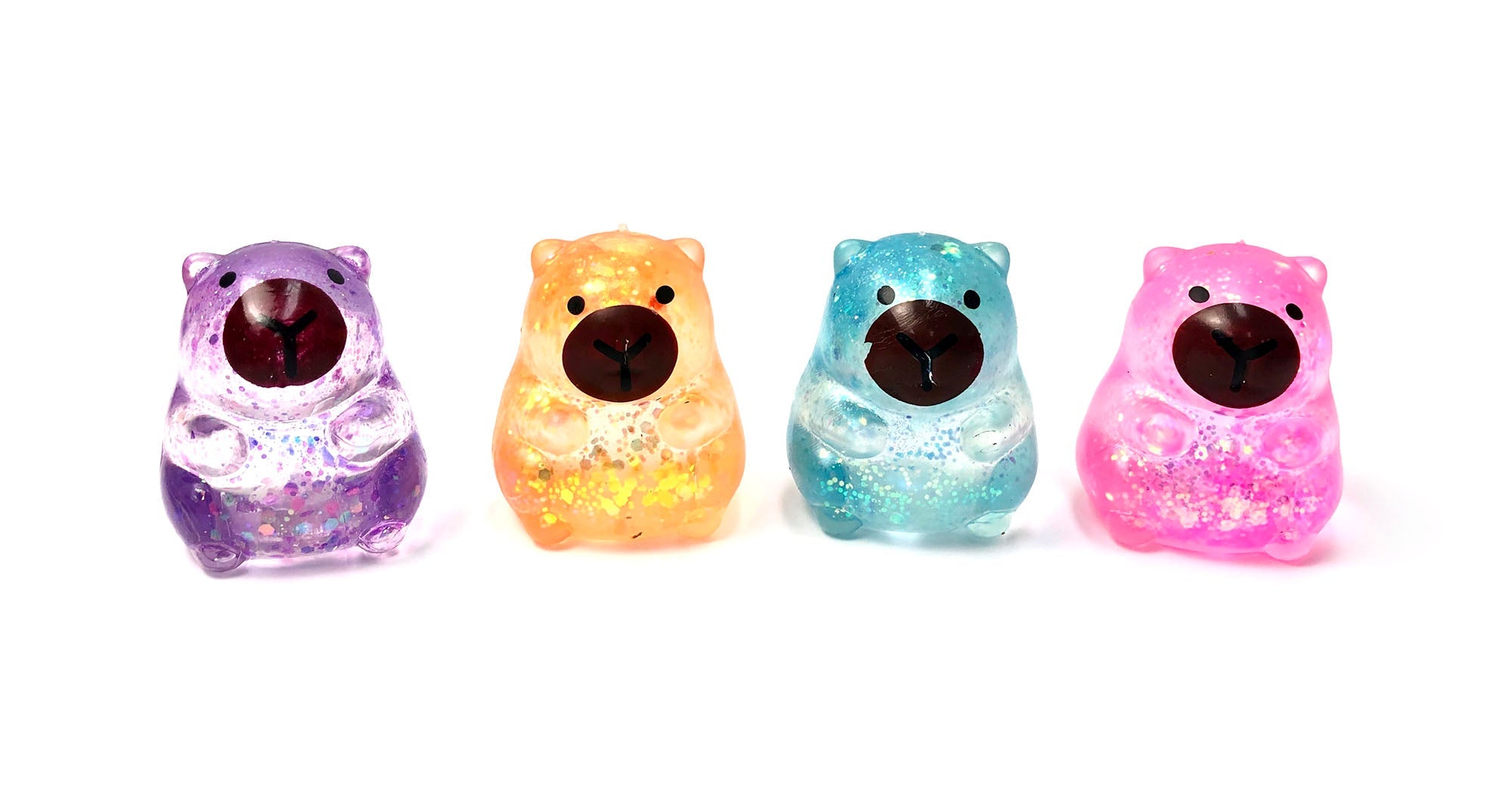 12 Pc Glitter Capybara Squishy Toys Display – Kids Party Favors & Prizes