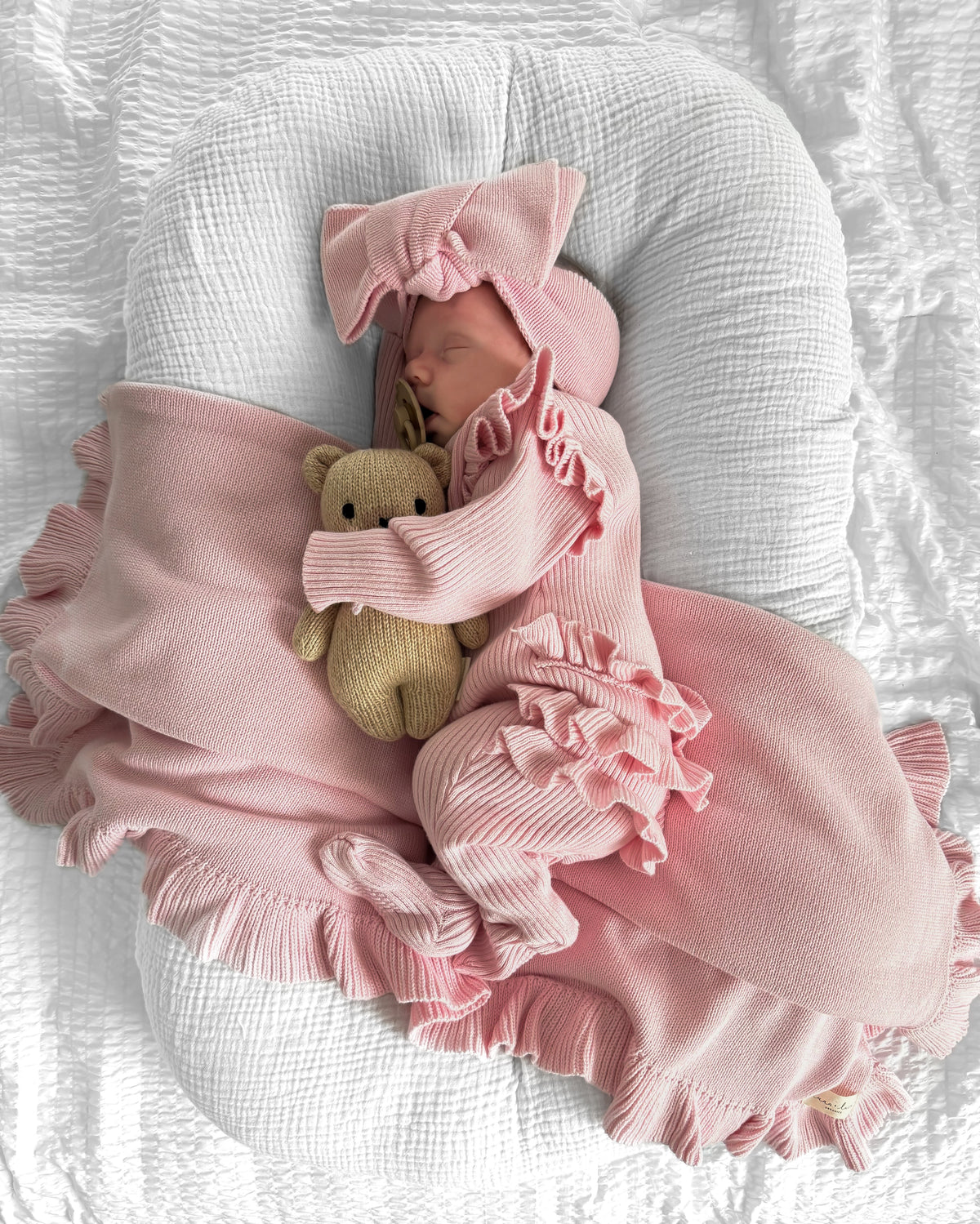 Baby Rib Ruffle Bundle - Powder Pink