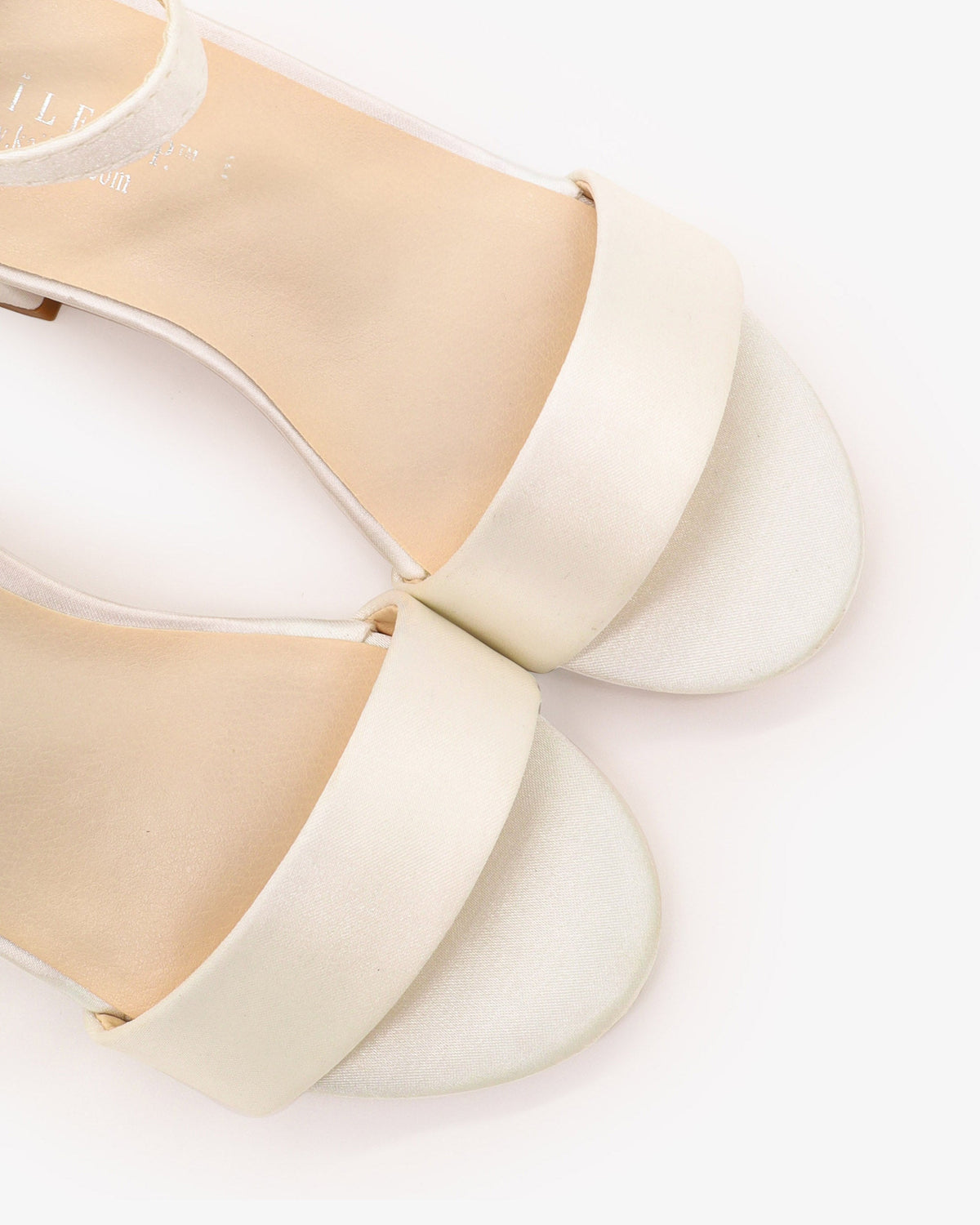 Satin Girls Block Heel Sandals With Ankle Strap