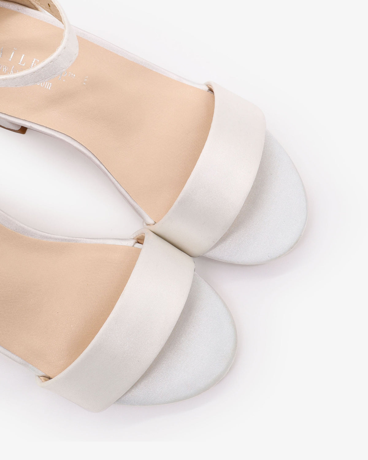 Satin Girls Block Heel Sandals With Ankle Strap