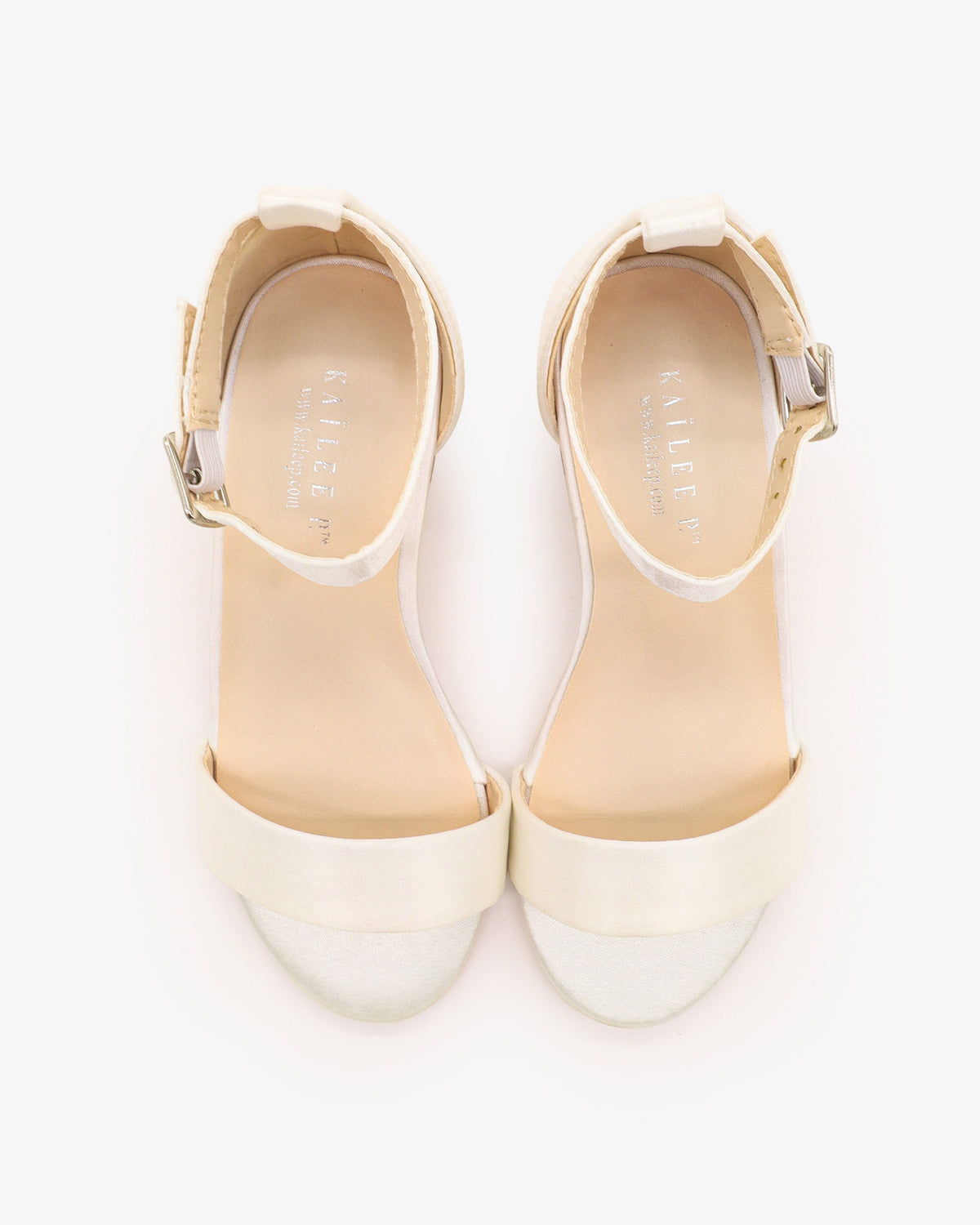 Satin Girls Block Heel Sandals With Ankle Strap
