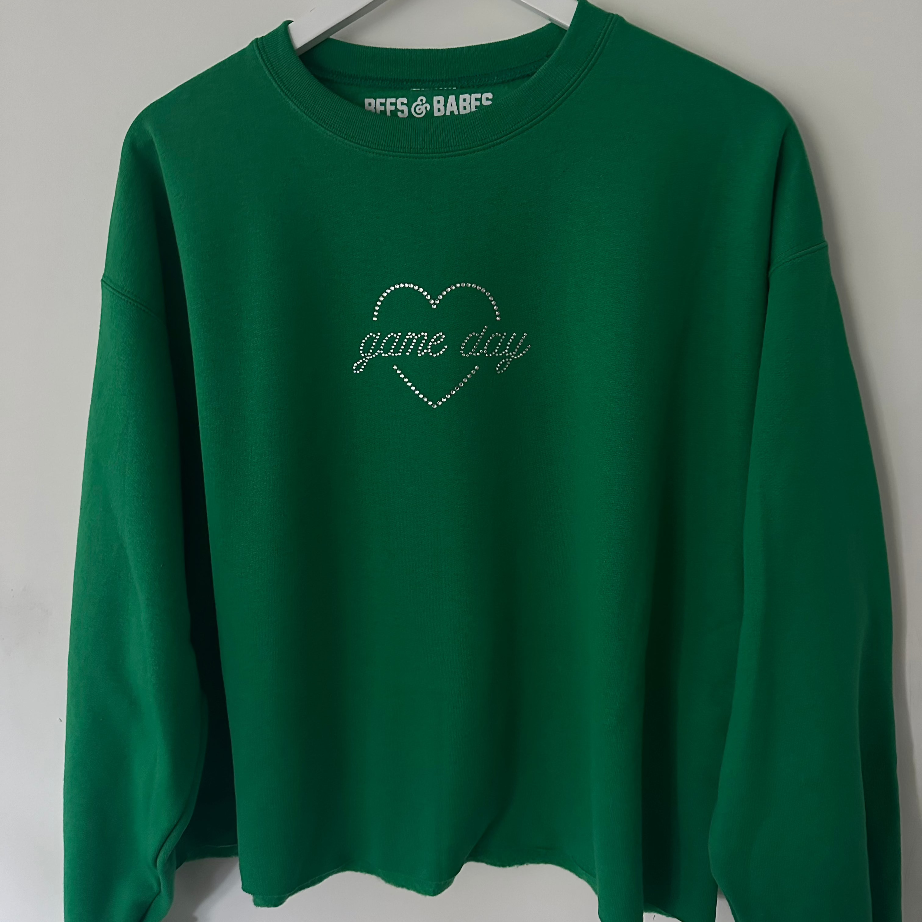 Game Day Shine ♡ Cropped Rhinestone Sweatshirt