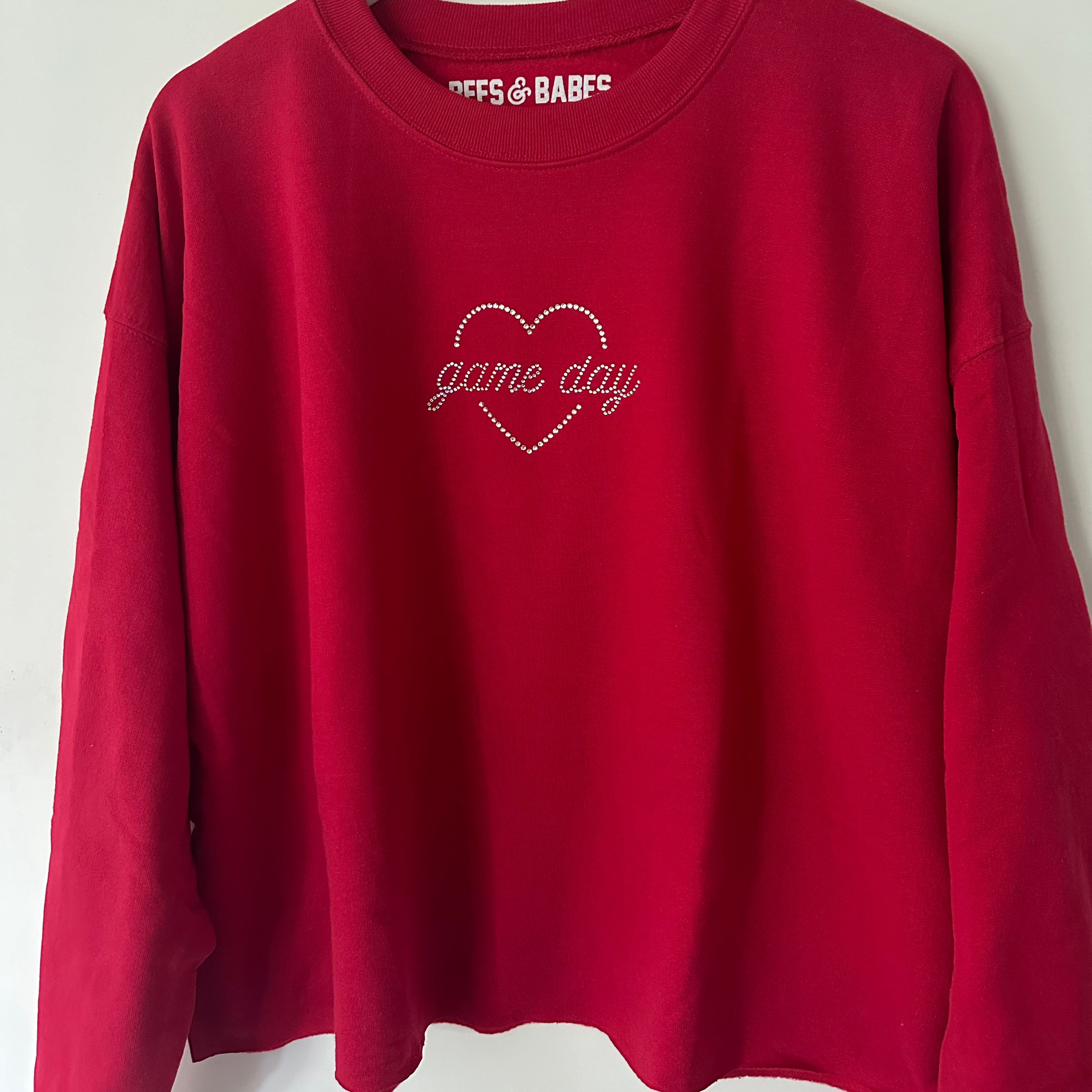 Game Day Shine ♡ Cropped Rhinestone Sweatshirt