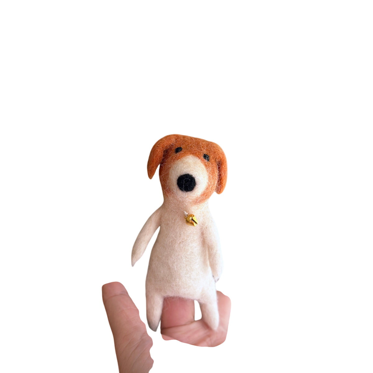 Dog With Bell Collar Finger Puppet