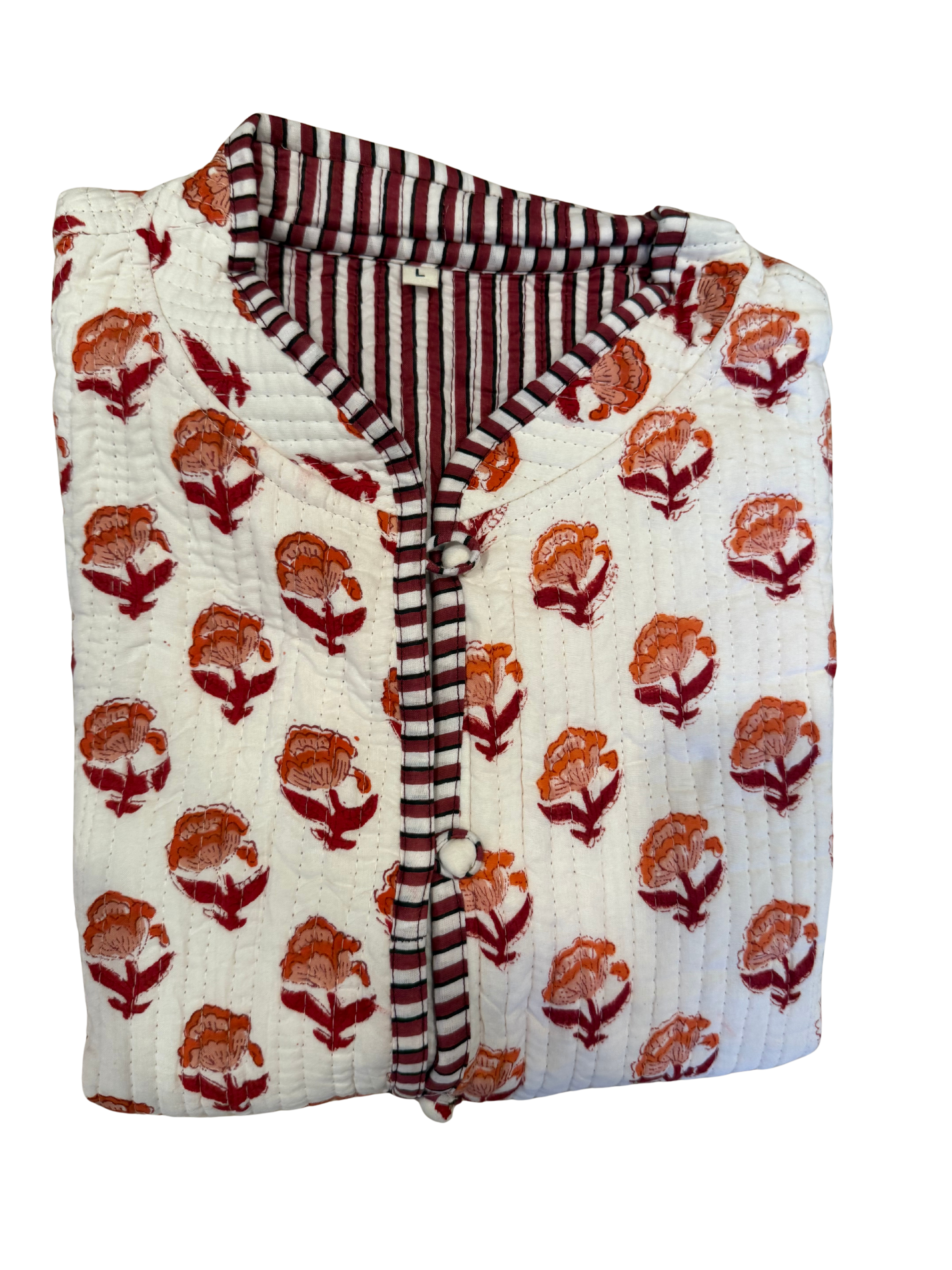 The Charlotte Jacket In Red And Orange Posy