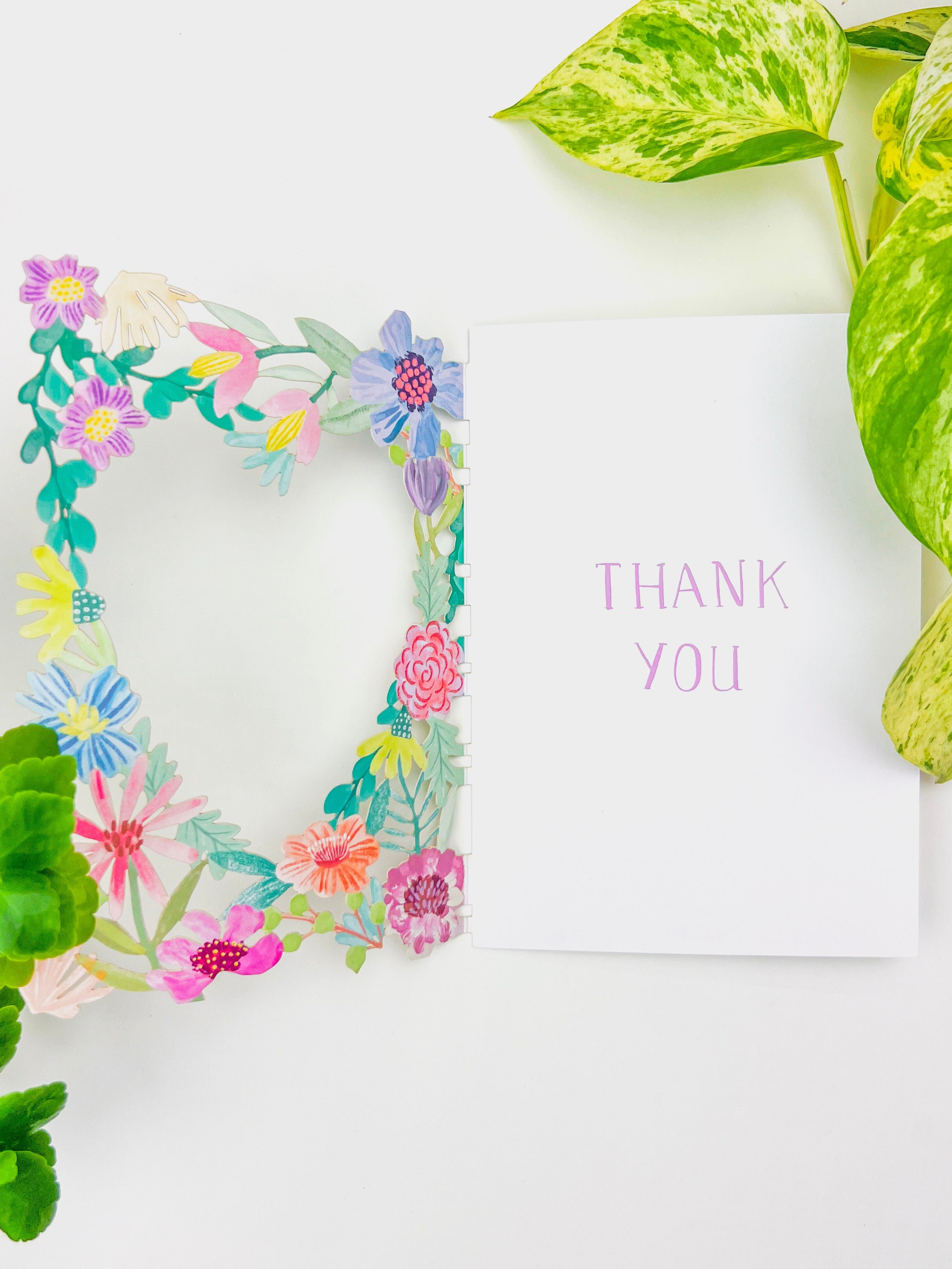 Thank You Flower Heart Lasercut Card