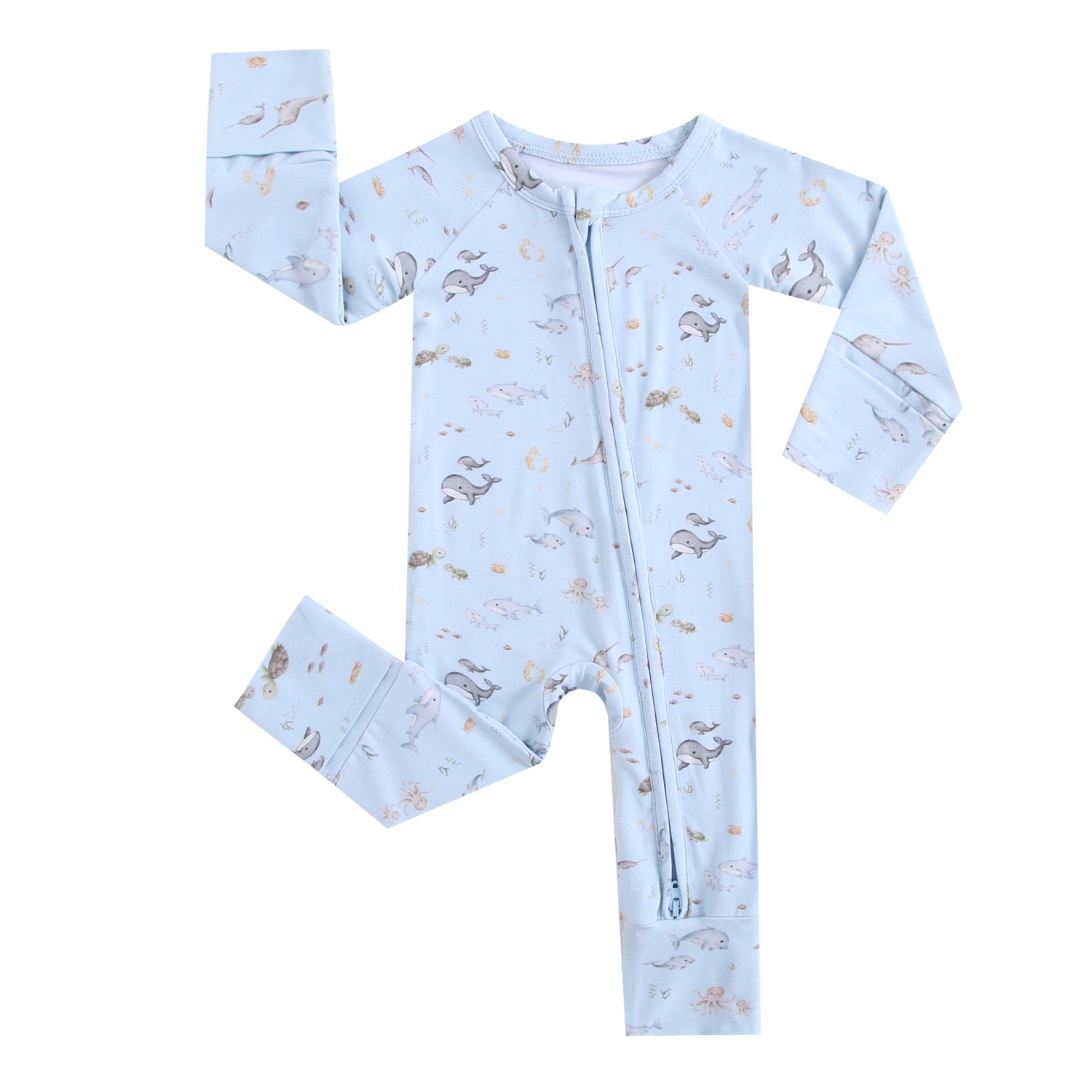 Sea Of Love Zippered Baby Romper