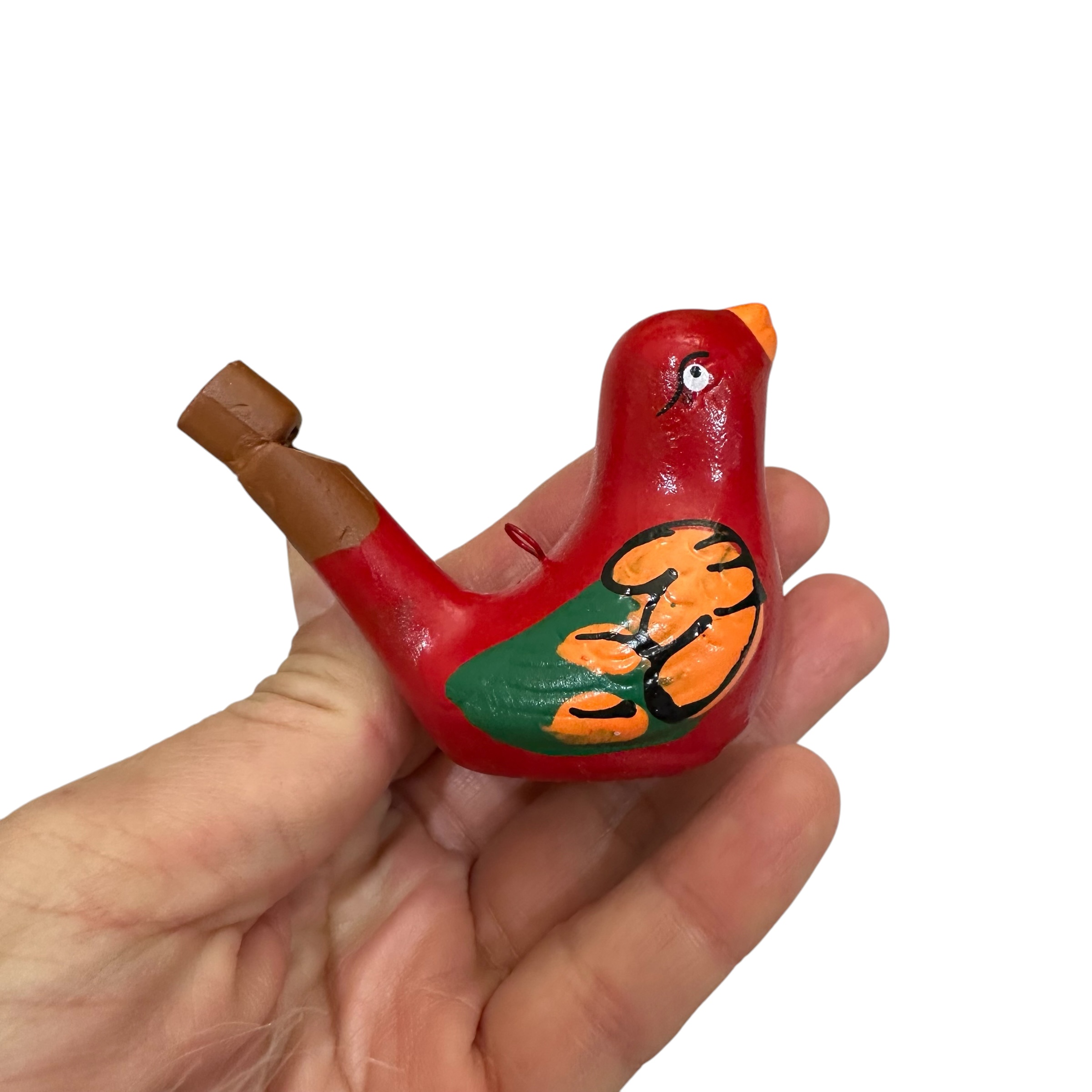 Clay Water Whistle Bird (red)