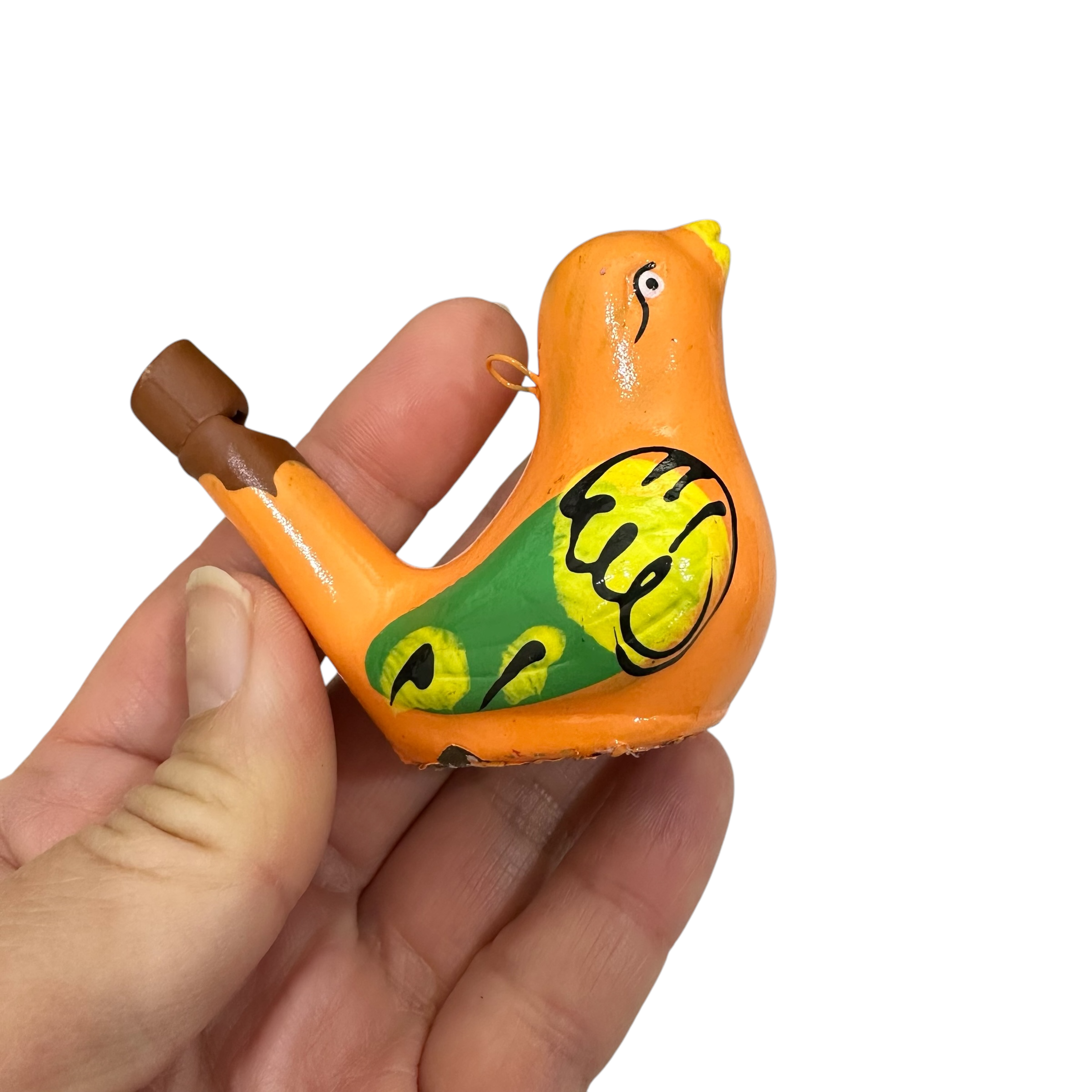 Clay Water Whistle Bird (orange)