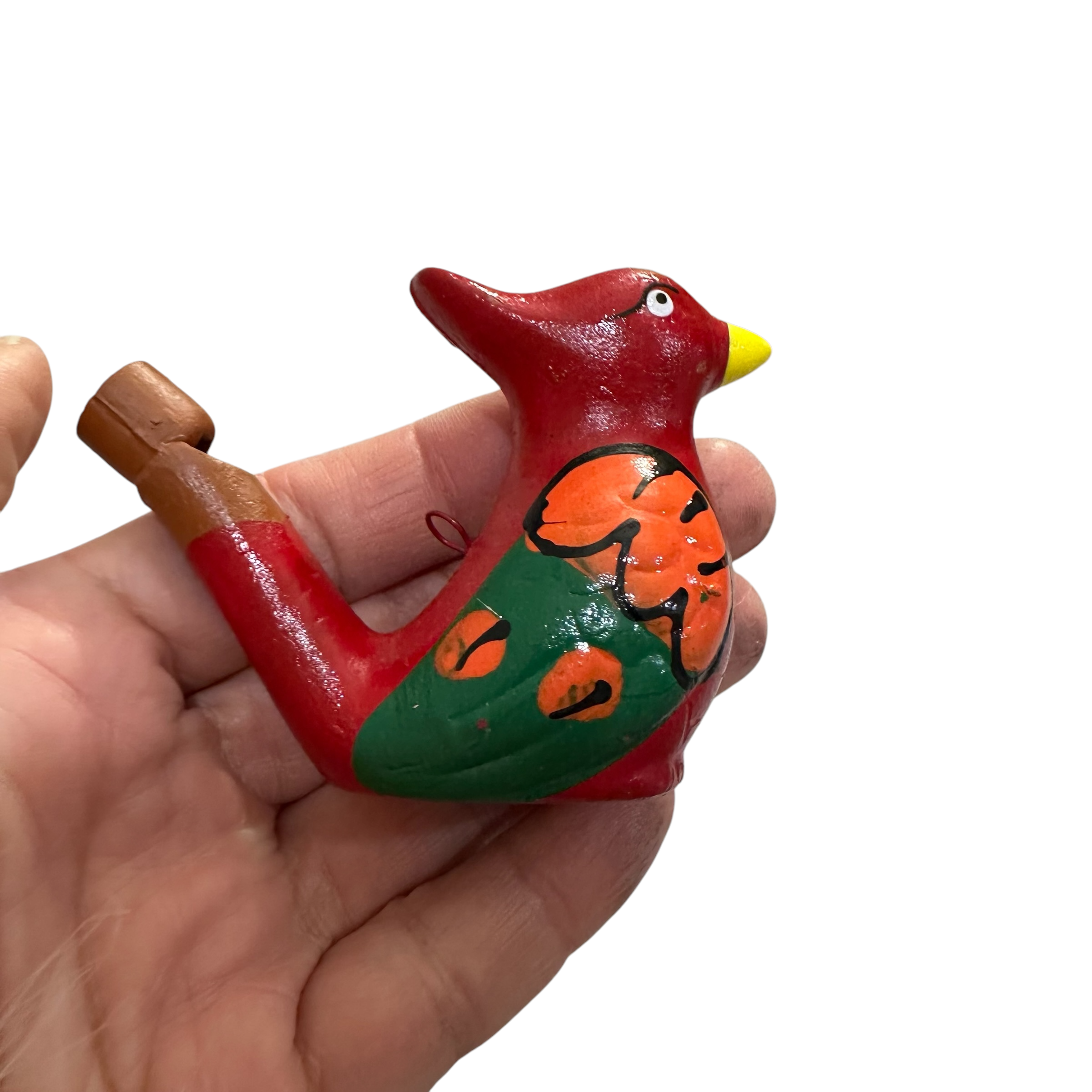 Clay Water Whistle Bird (red Crest)