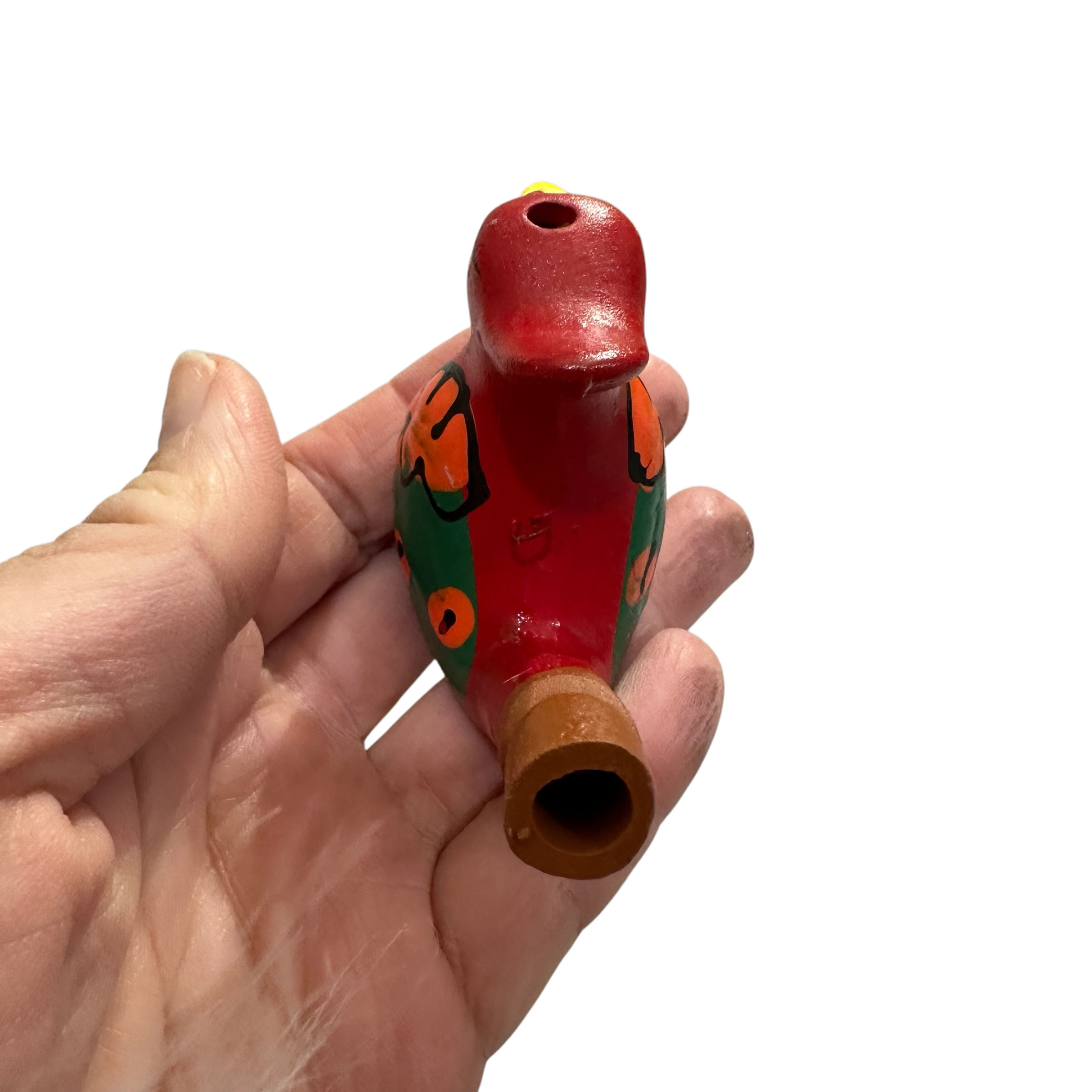 Clay Water Whistle Bird (red Crest)