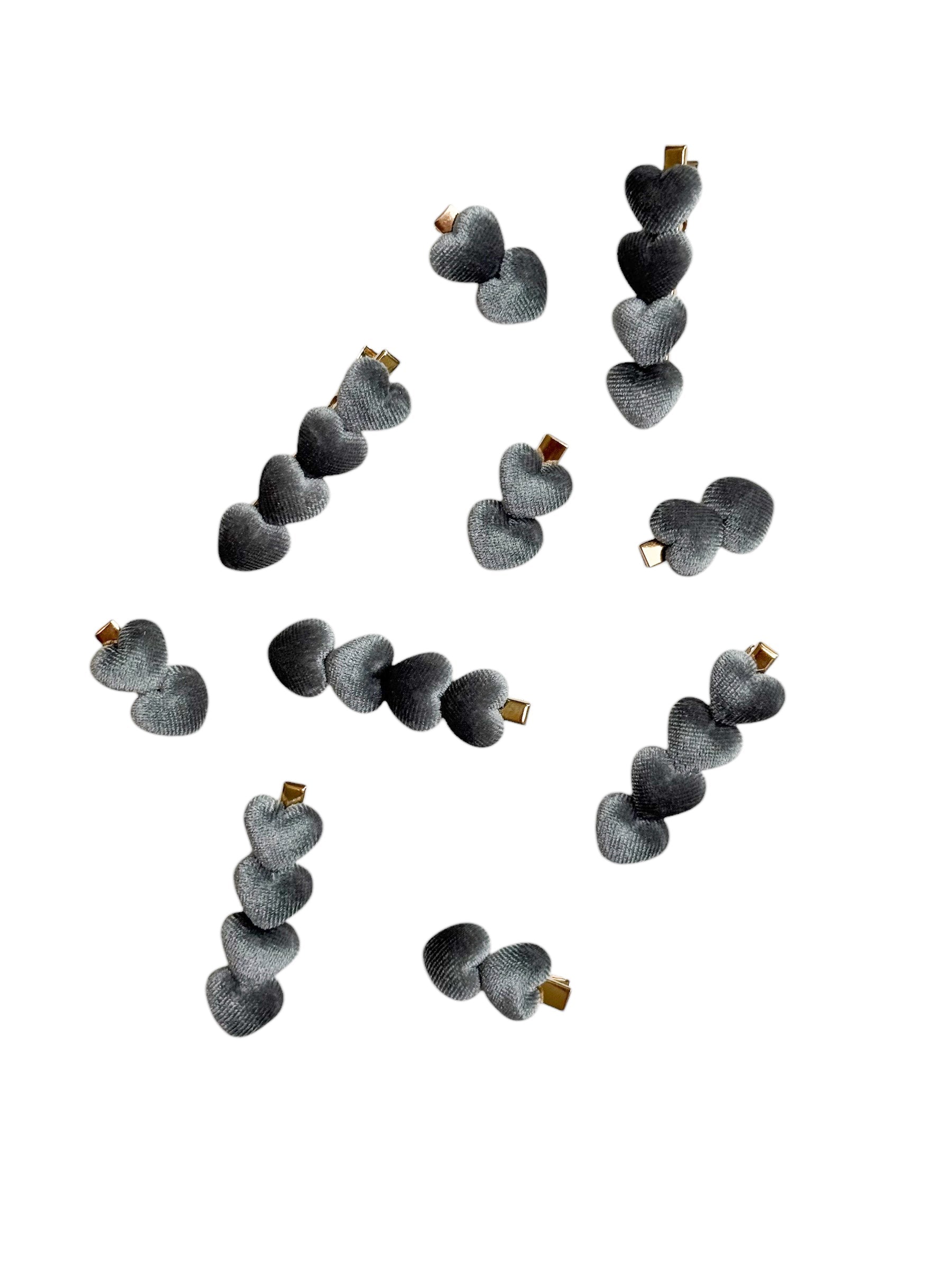 Gray Hearts Hair Clip