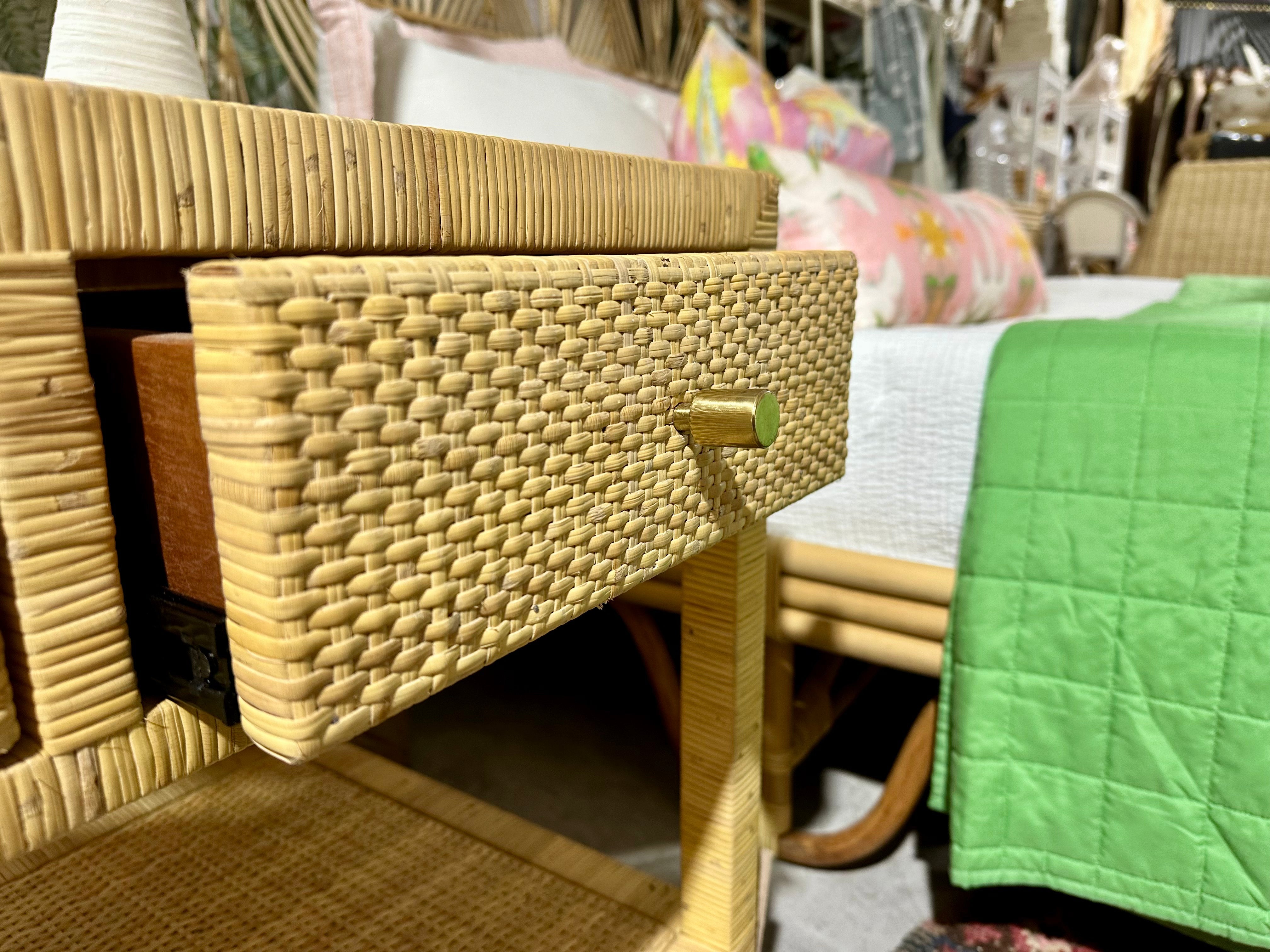 Hayes 2 Drawer Rattan Nightstand