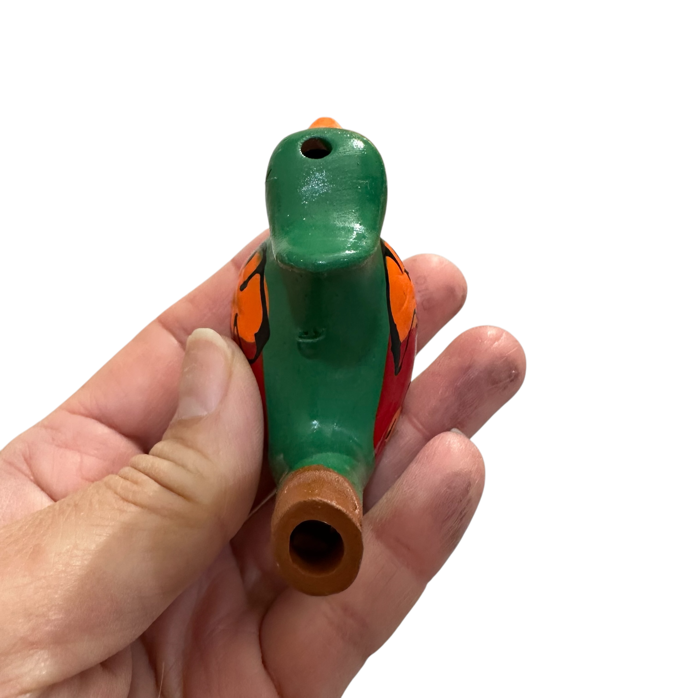 Clay Water Whistle Bird (dark Green Crest)