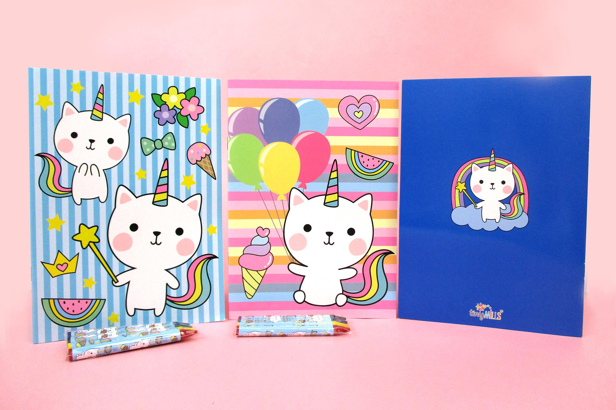 Unicorn Kitty Coloring Books With Crayons Party Favors - Set Of 6 Or 12