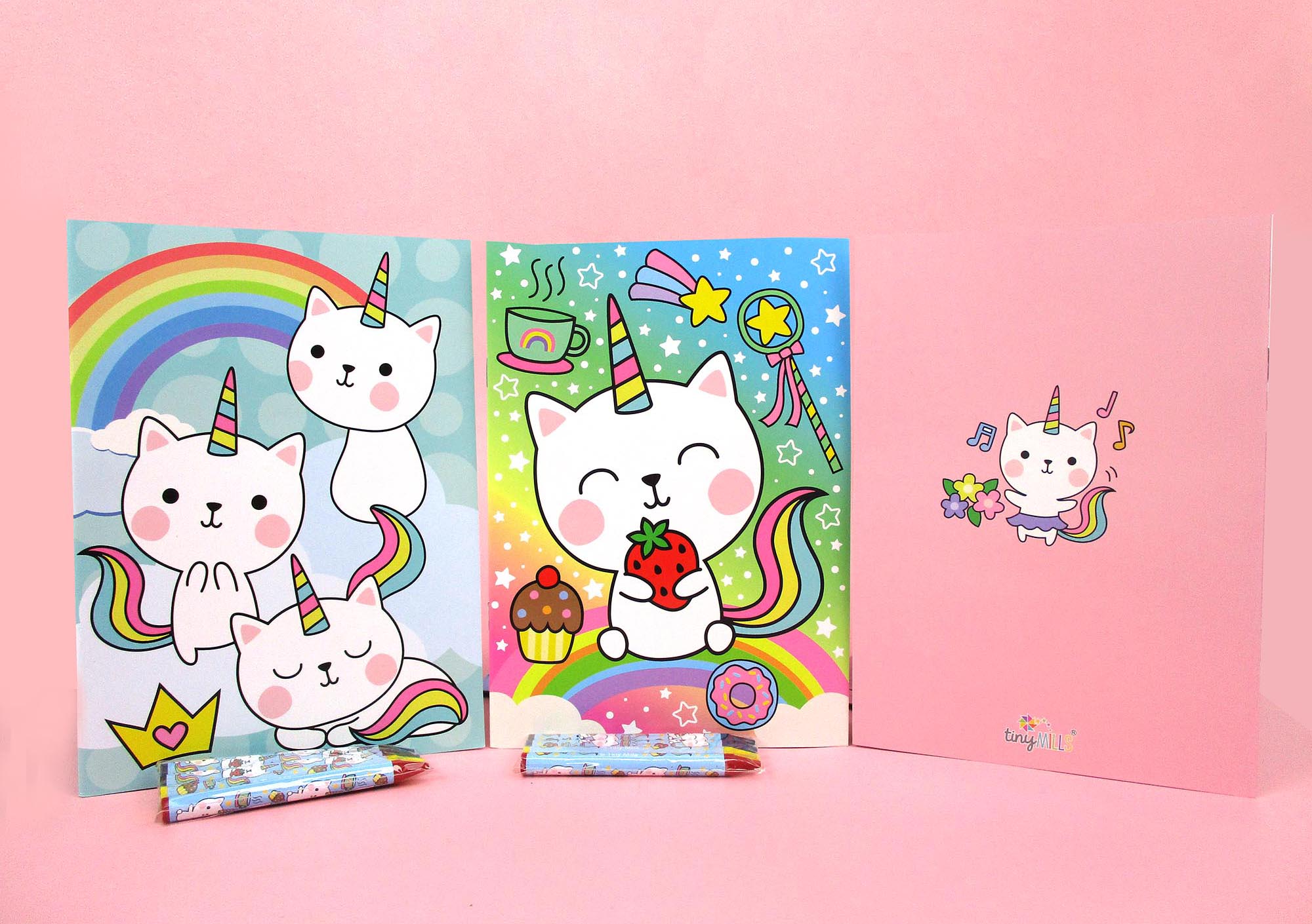 Unicorn Kitty Coloring Books With Crayons Party Favors - Set Of 6 Or 12