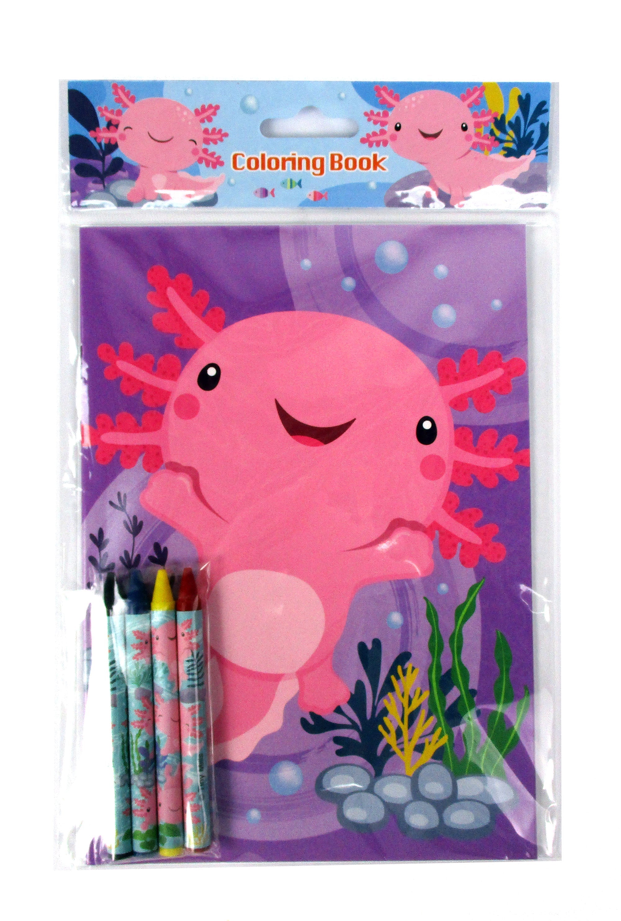 Axolotl Coloring Books With Crayons Party Favors - Set Of 6 Or 12