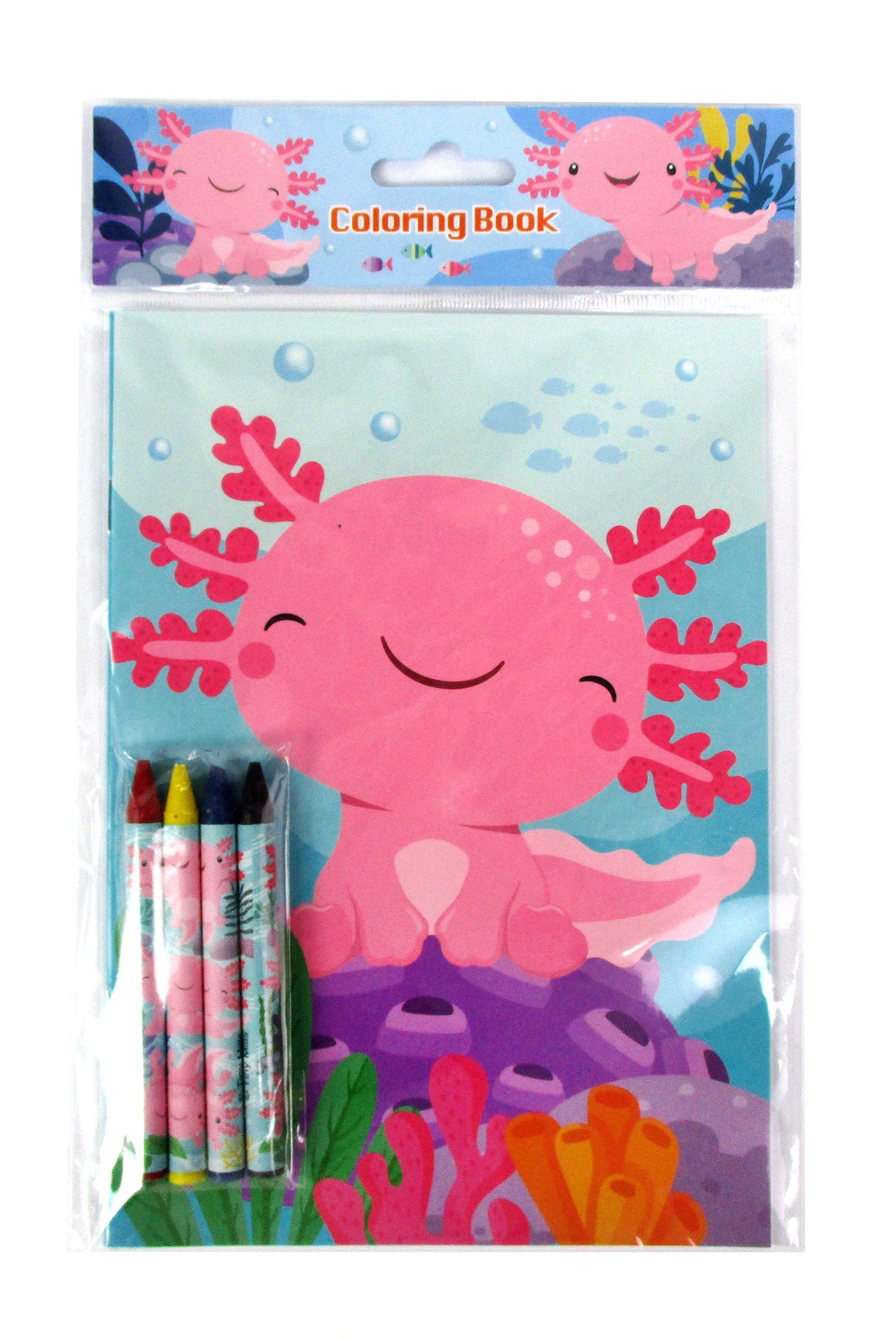Axolotl Coloring Books With Crayons Party Favors - Set Of 6 Or 12