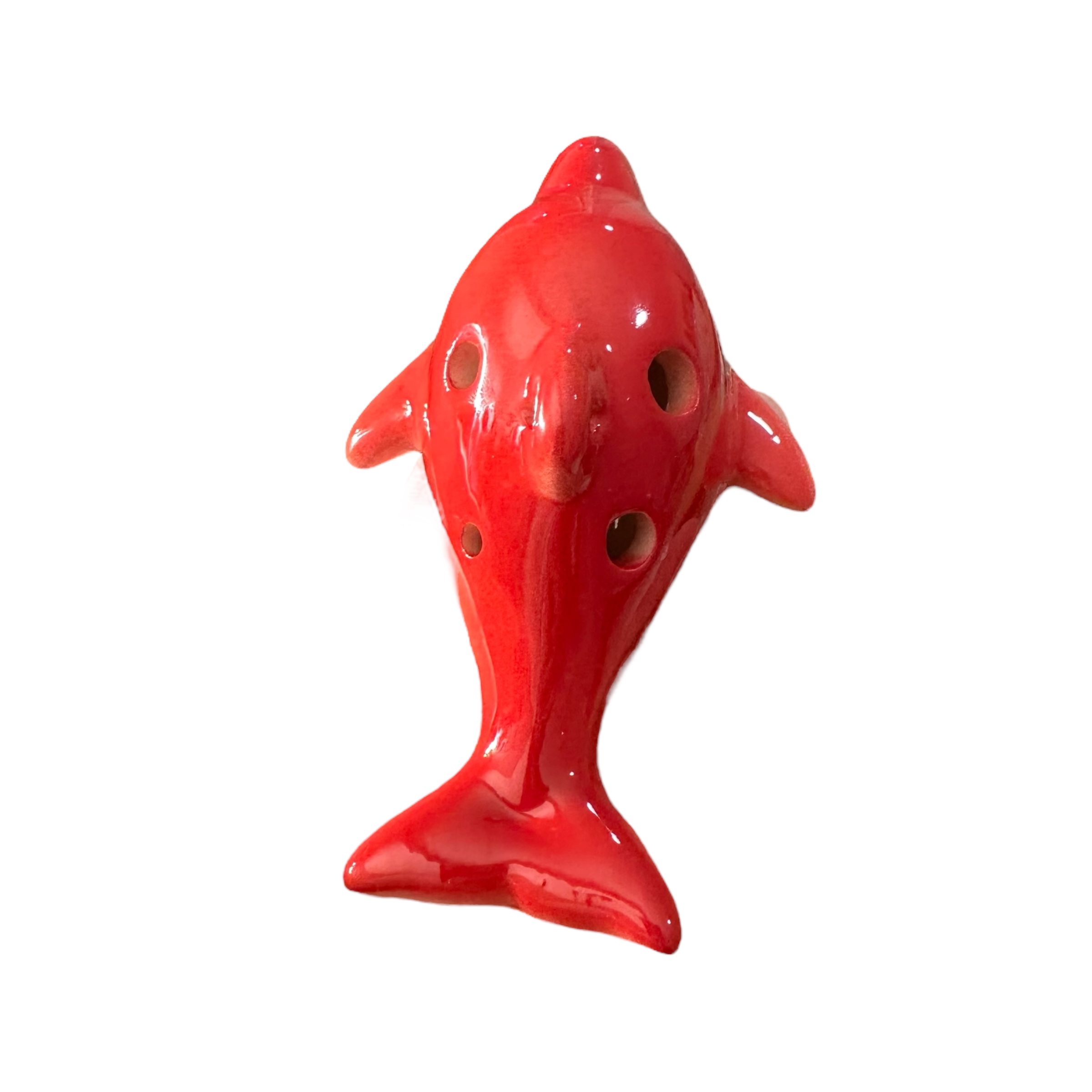 Ceramic Dolphin Ocarina Red