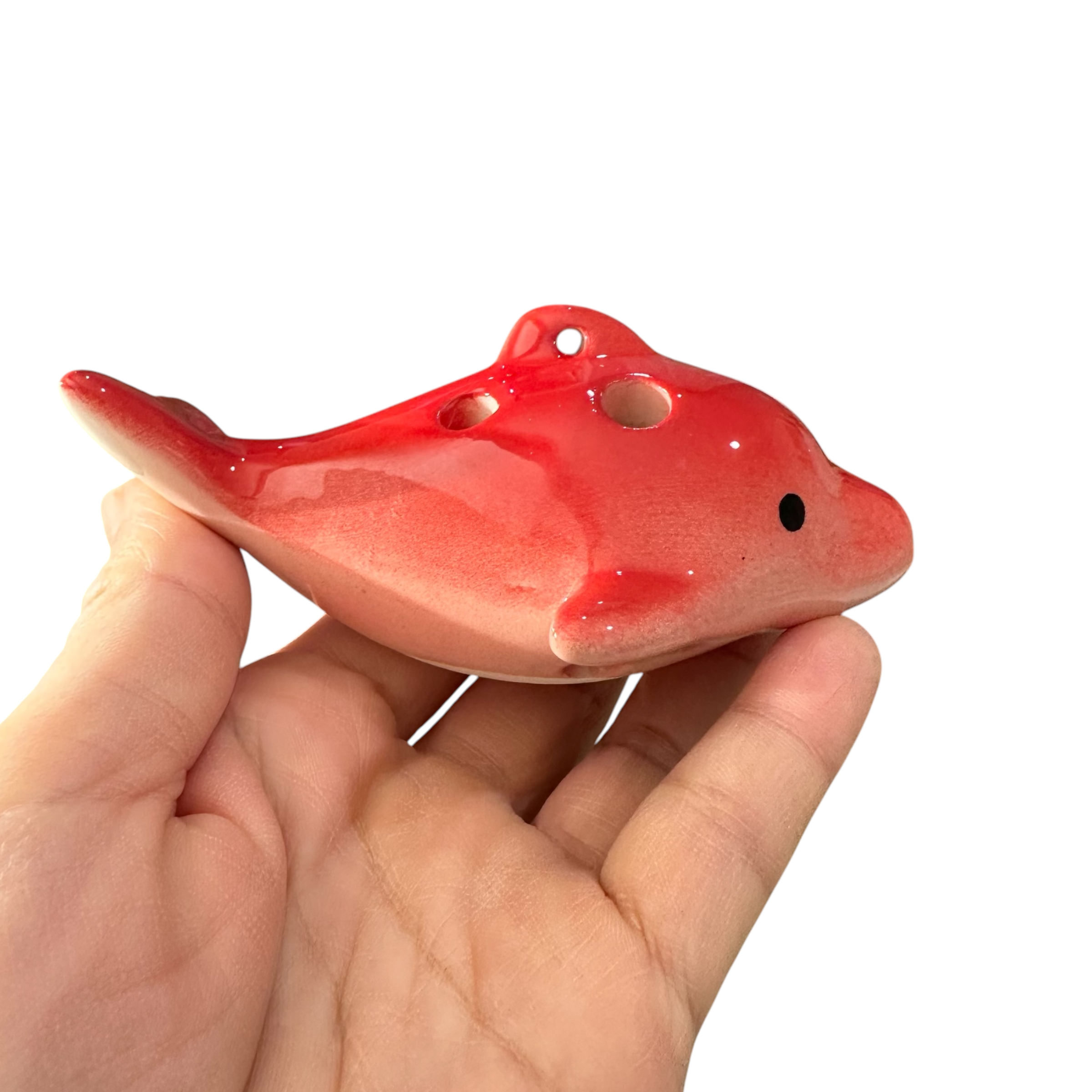 Ceramic Dolphin Ocarina Red