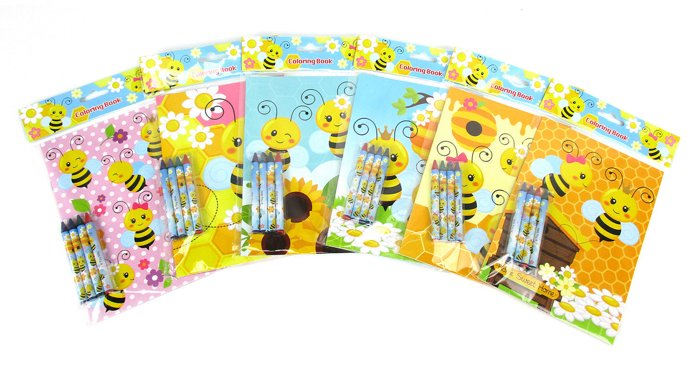Honeybees Coloring Books With Crayons Party Favors - Set Of 6 Or 12