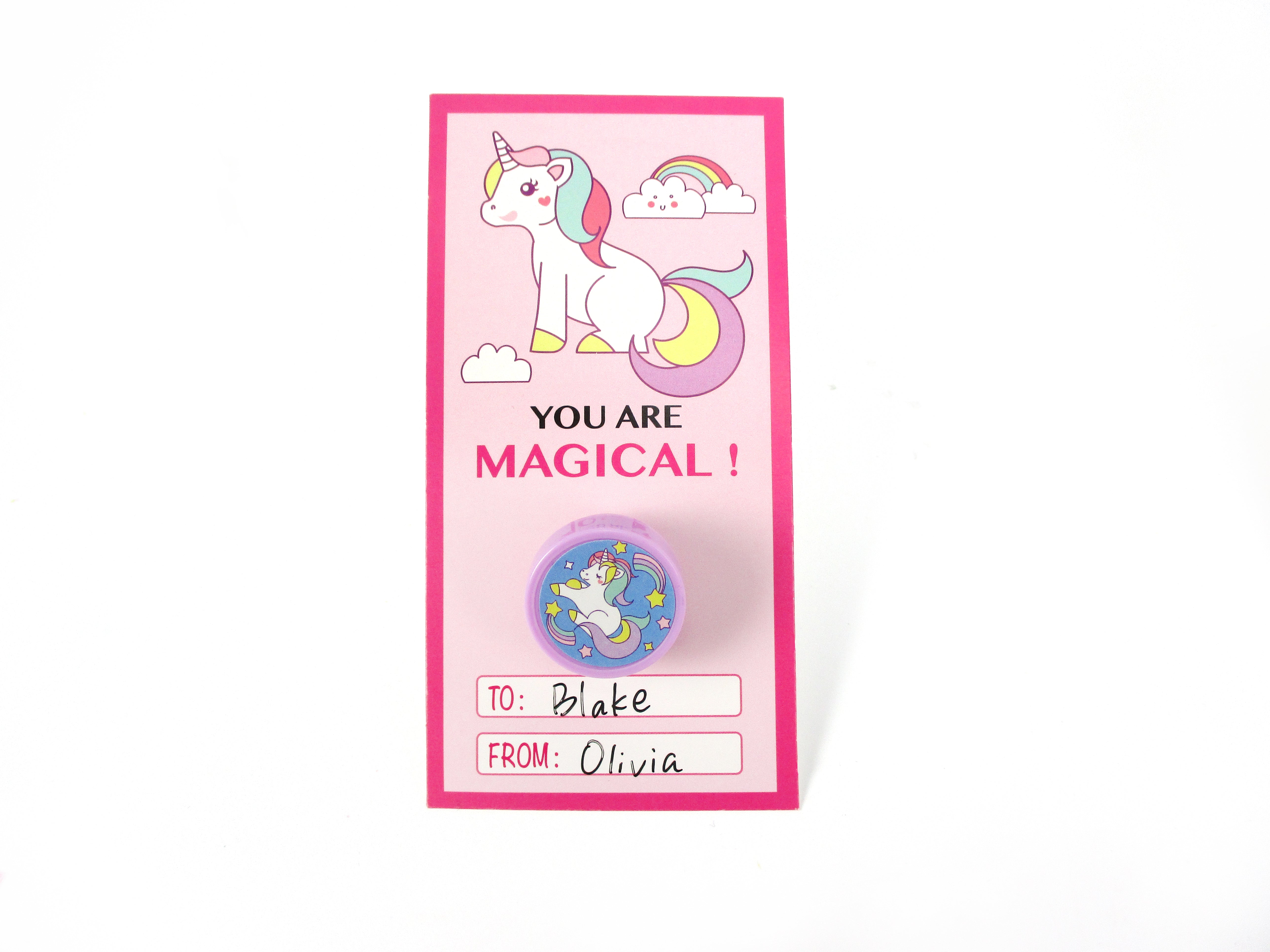 Unicorn Cards With Stampers For Classroom Birthday Party Favors
