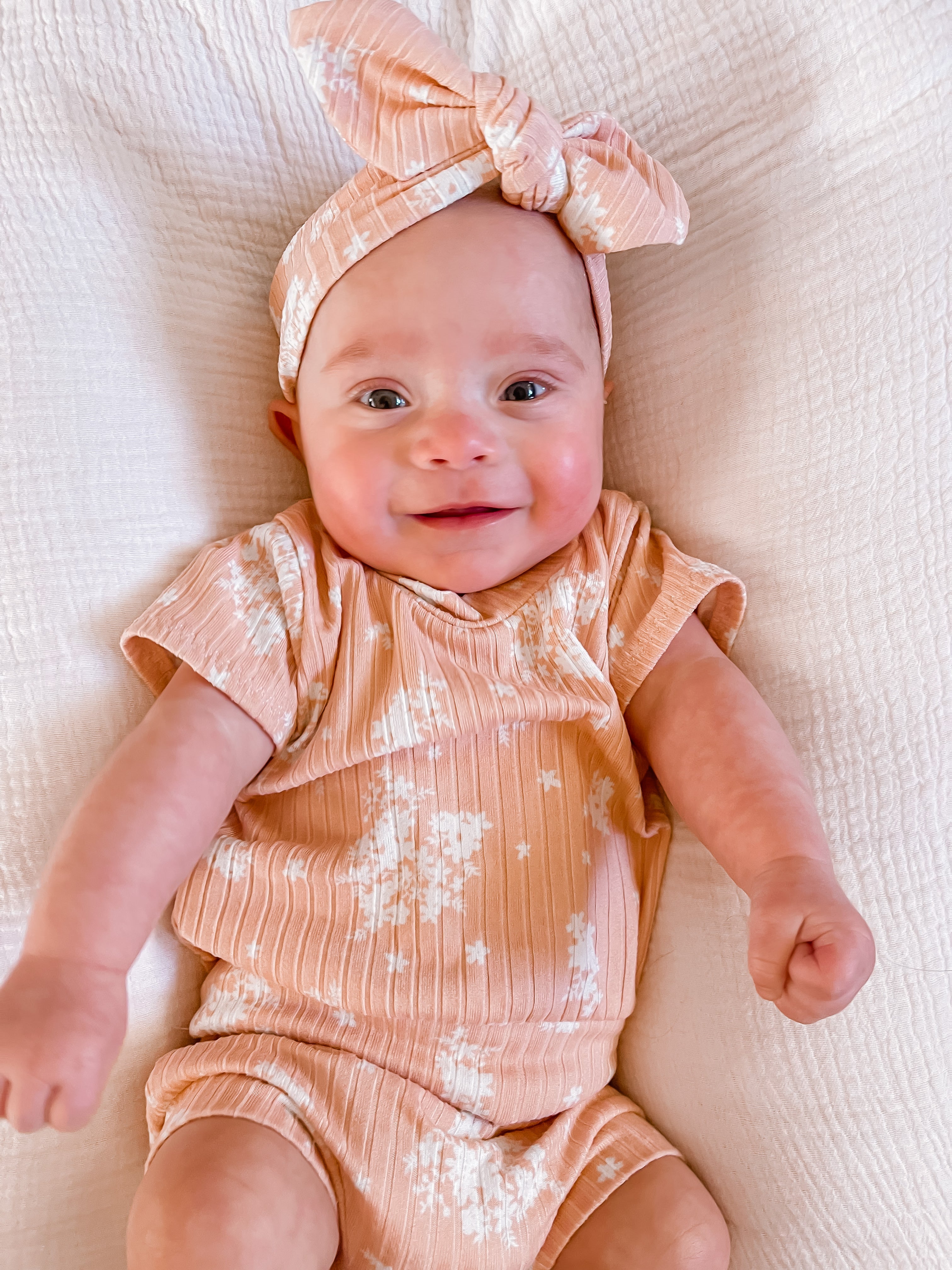 Minimal Floral Blush Ribbed Summer Lounge Set