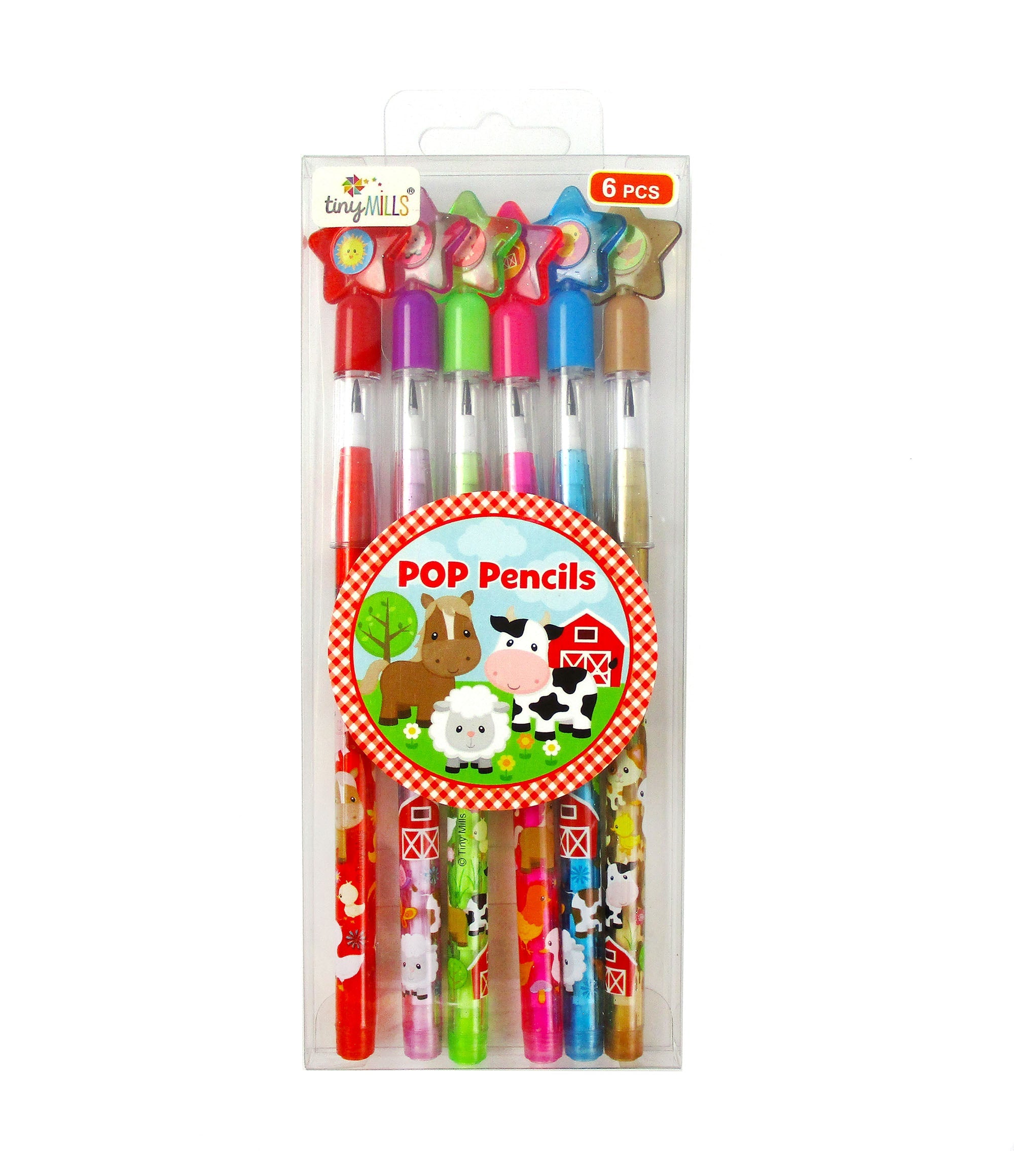 Farm Animals Stackable Pencils - Set Of 6