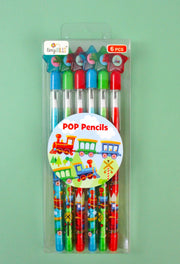 Train Stackable Point Pencils - Set Of 6