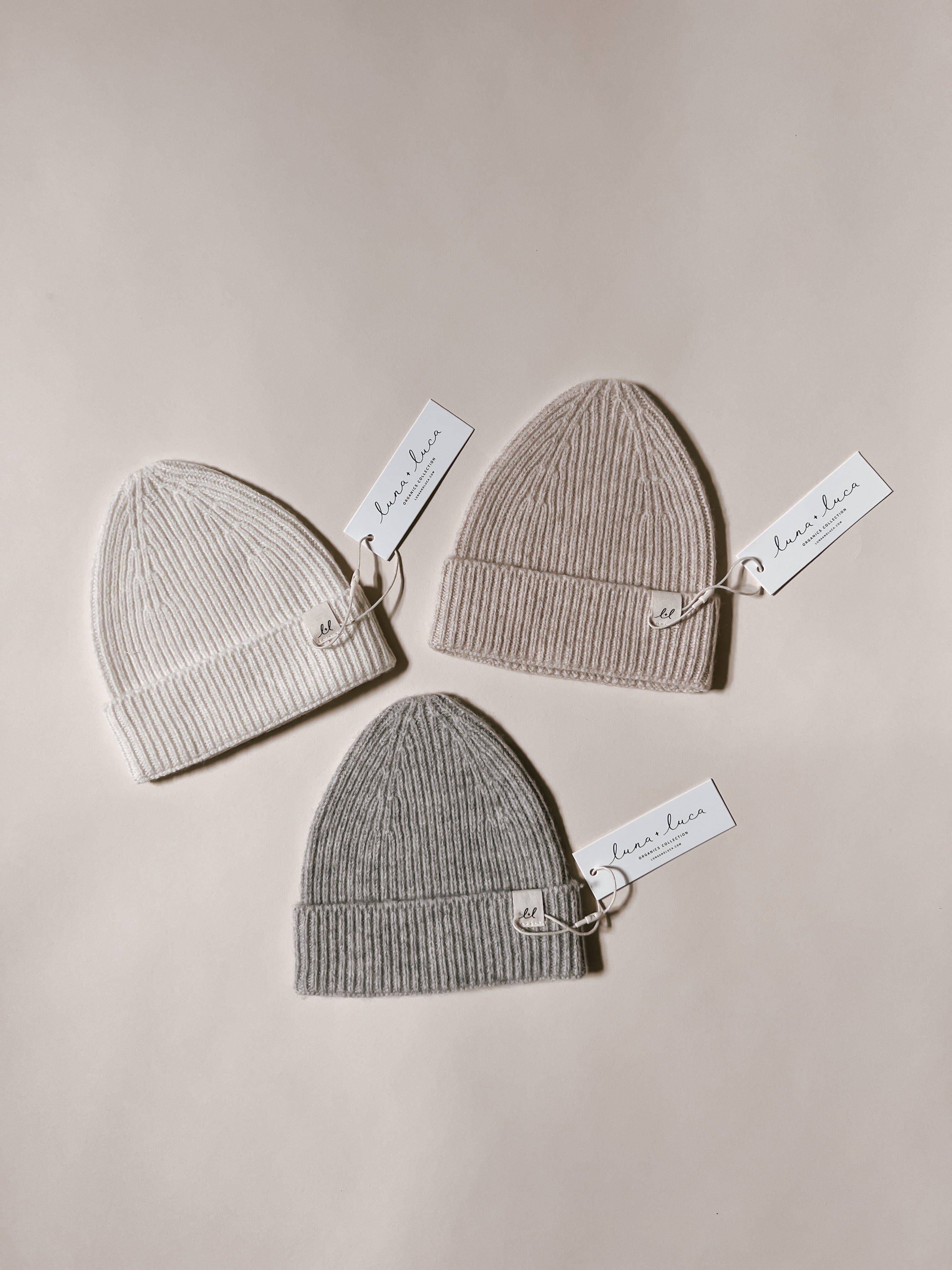 Luna + Luca Merino Wool Baby Beanie - Off-white