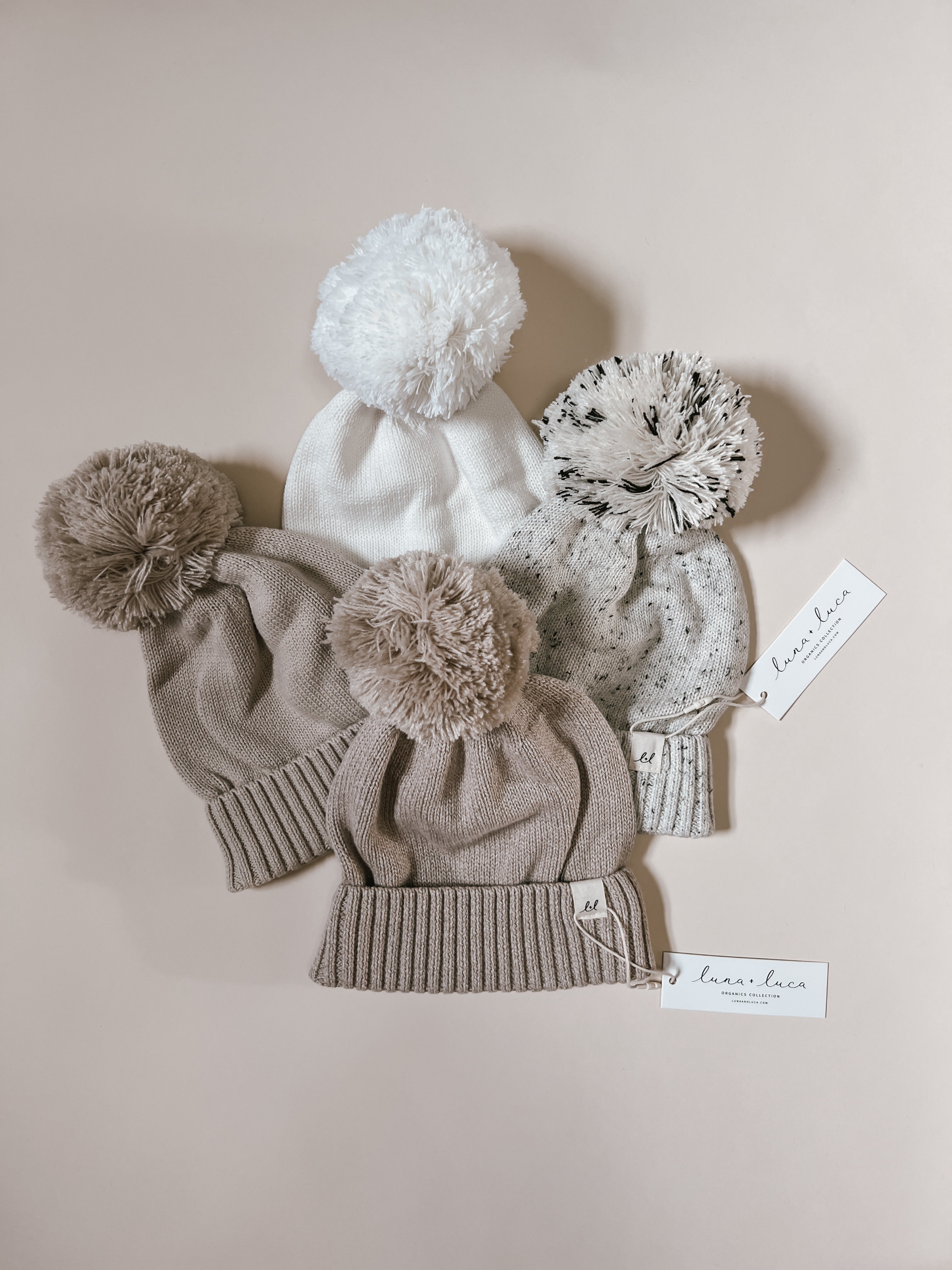 Luna + Luca Pom Beanie - Heather Beige