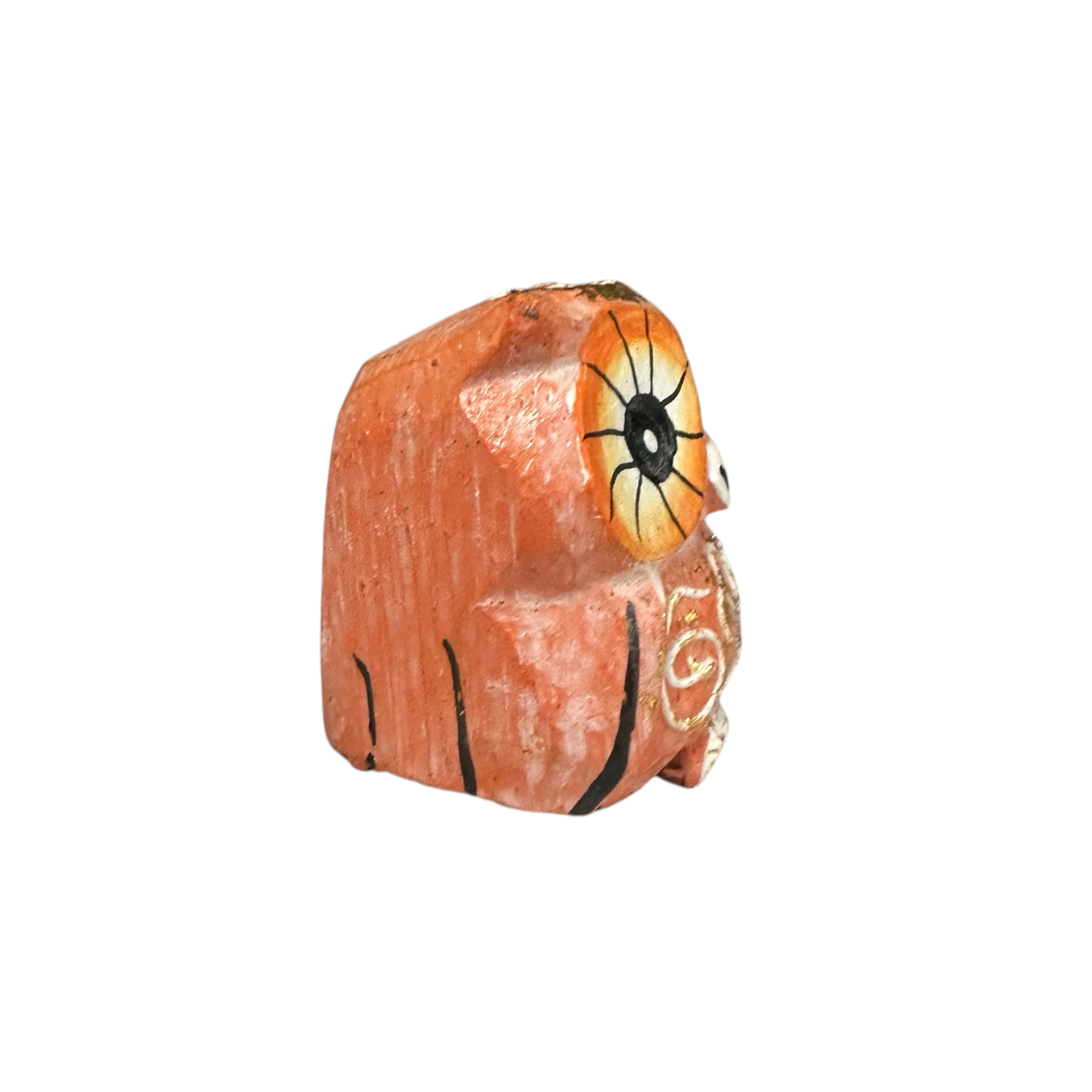 Mini Wooden Owl Figurine Orange