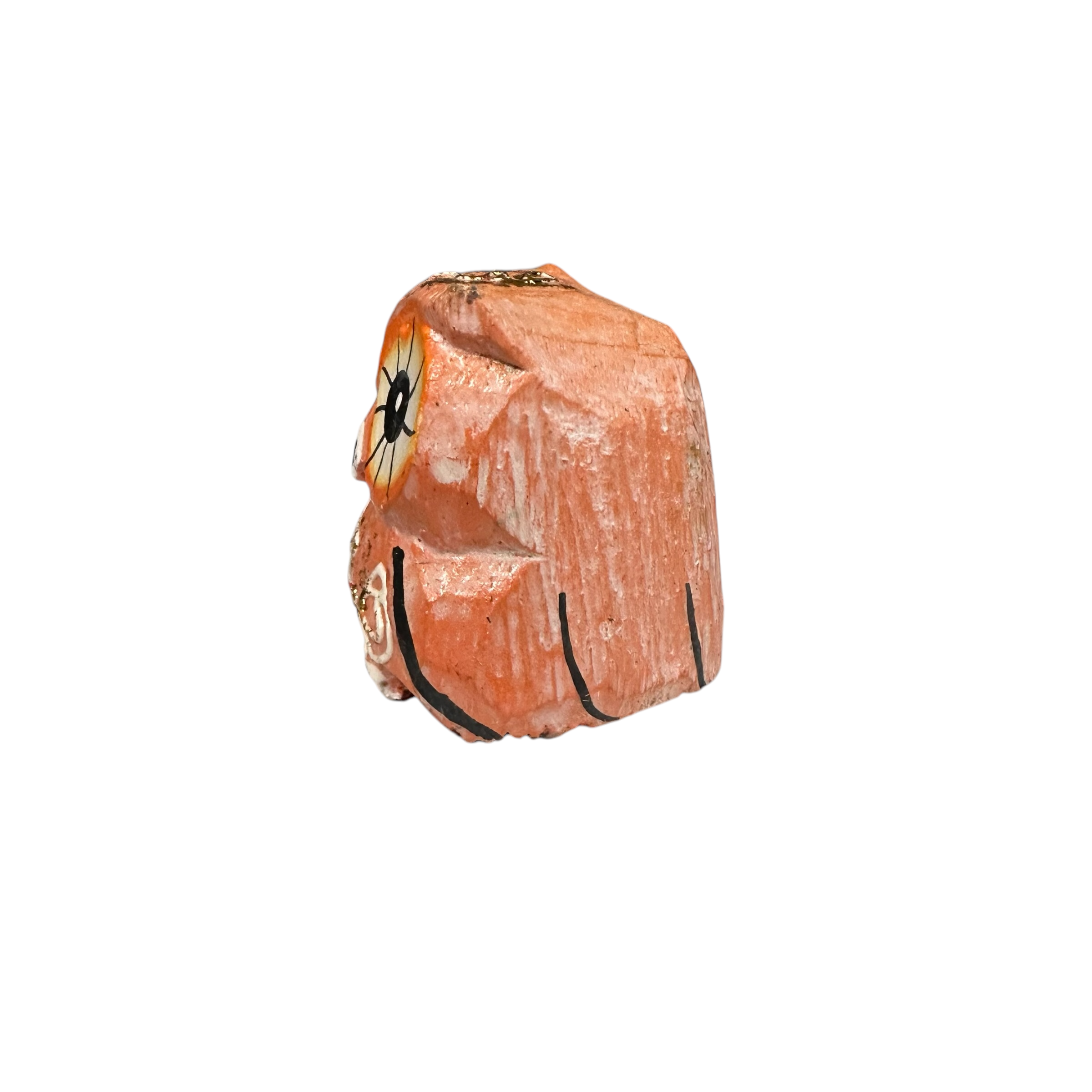 Mini Wooden Owl Figurine Orange