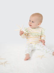 Organic Cotton Ruffled Tee - Orange Stripes