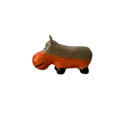 Mini Wooden Hippo Figurine (orange)
