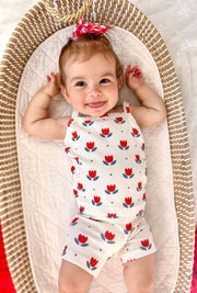 Red White & Blue Tulip Ribbed Bamboo 2pc Tank Set
