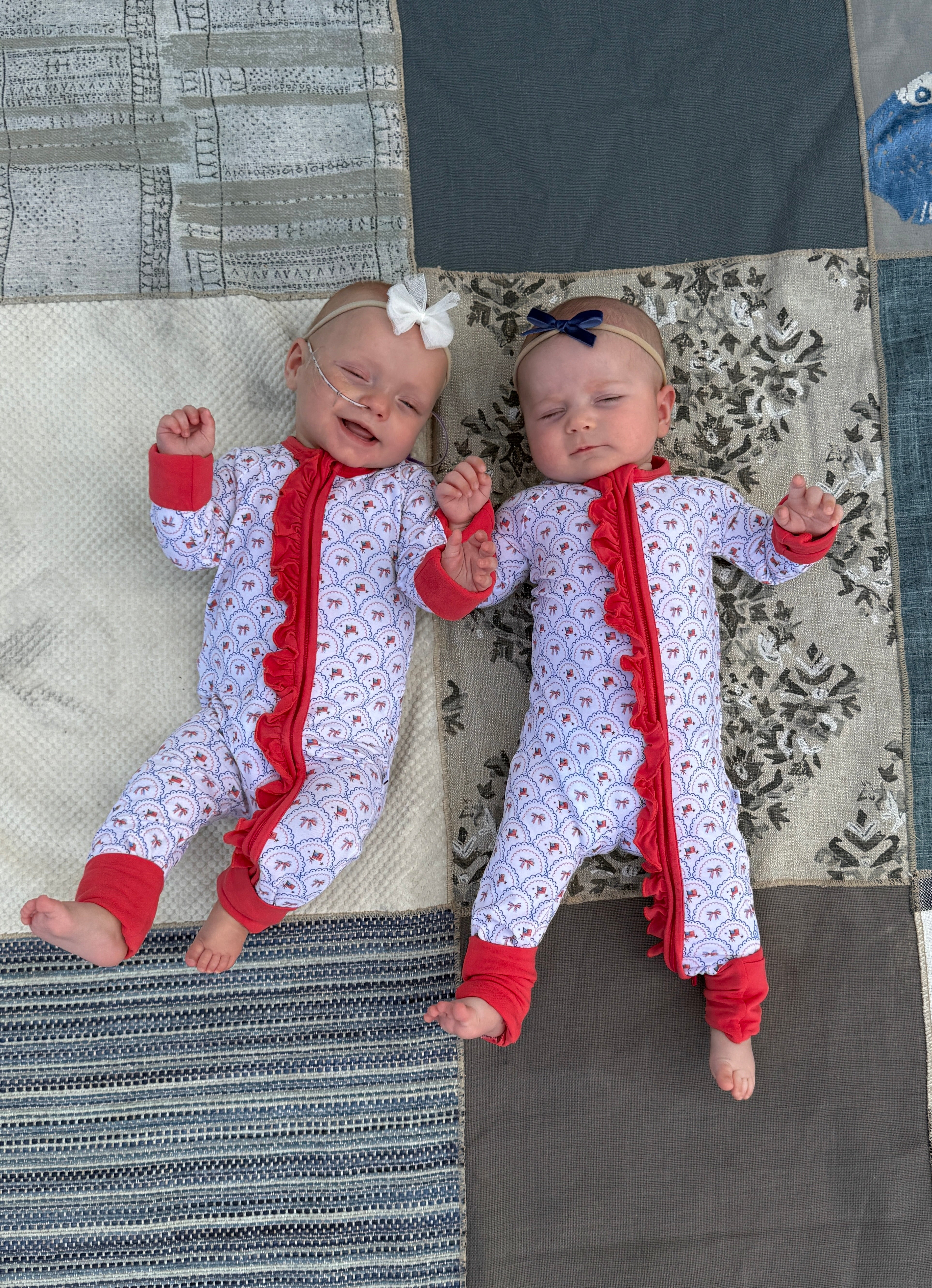 Liberty & Lace Ruffled Zippered Baby Romper