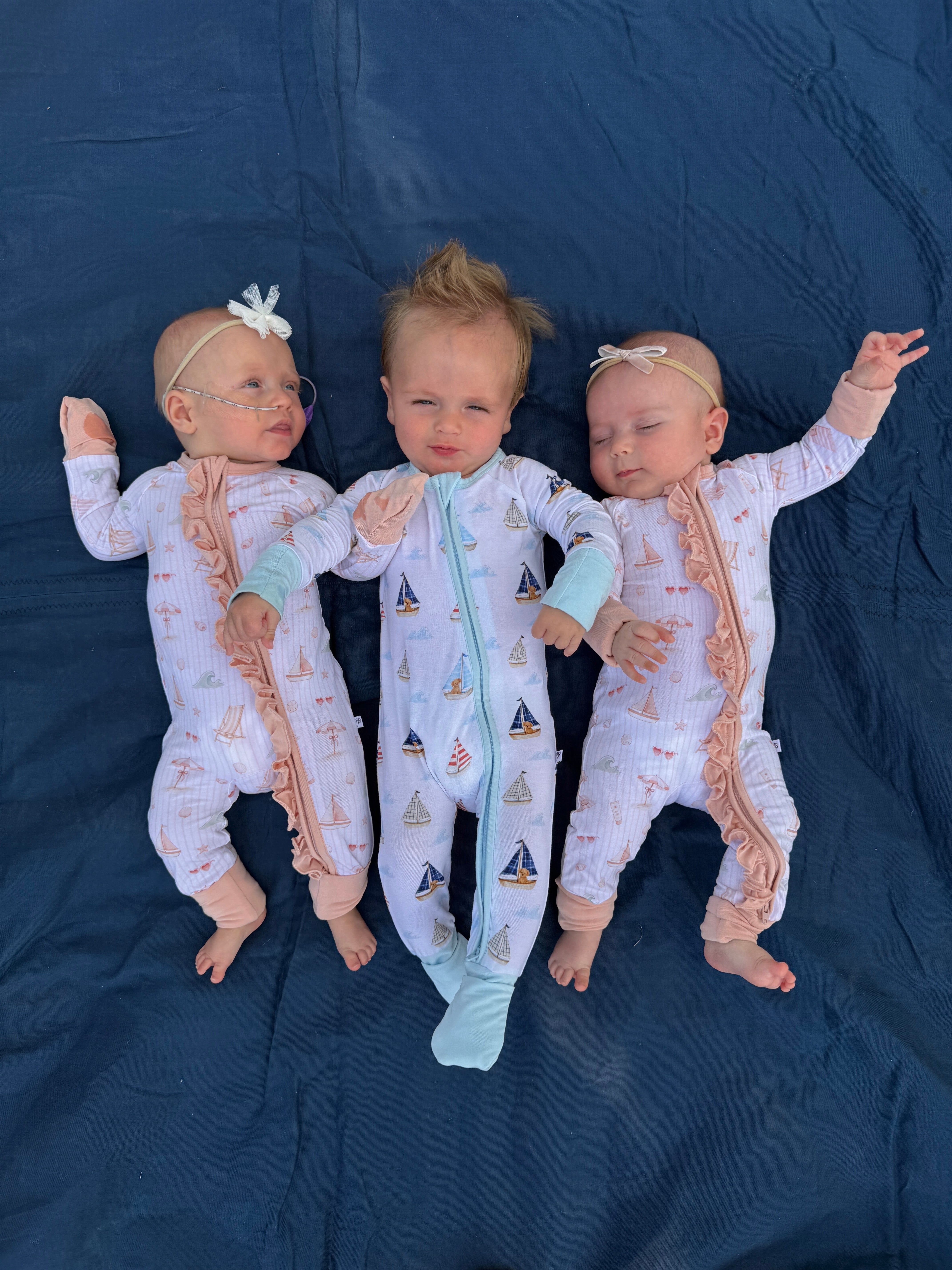 Ruff Waves Zippered Baby Romper