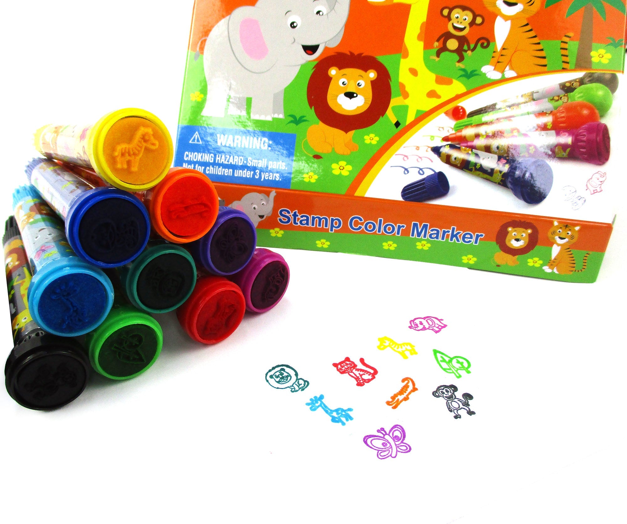 Wild Life Safari Animals Stamp Marker Set - Set Of 10
