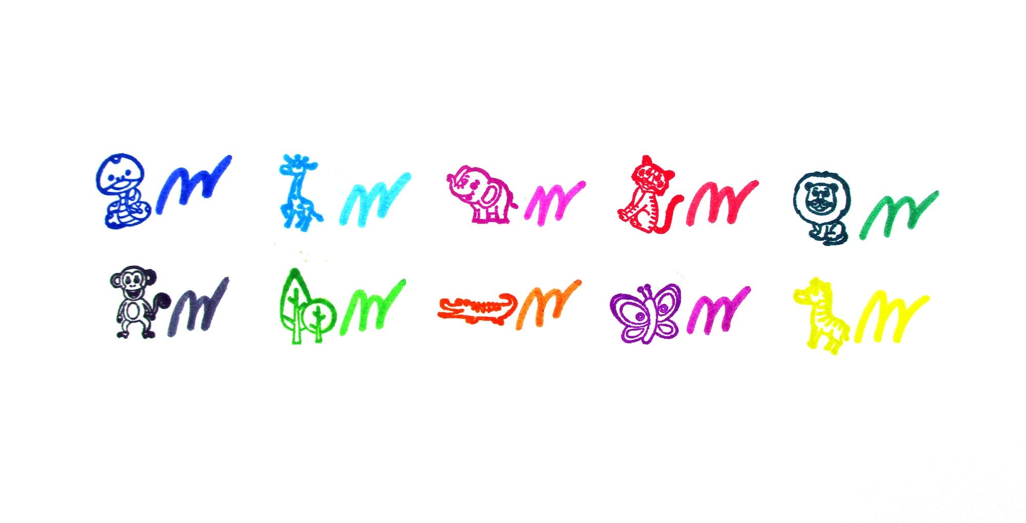 Wild Life Safari Animals Stamp Marker Set - Set Of 10