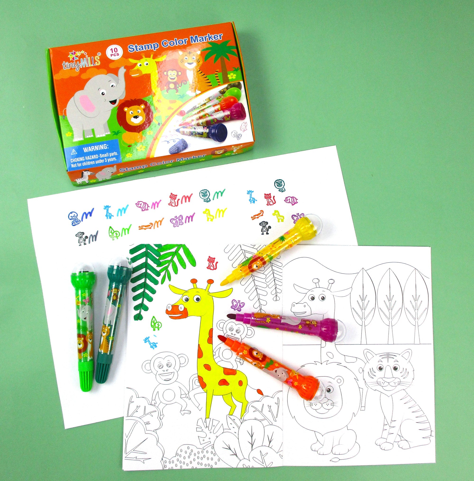 Wild Life Safari Animals Stamp Marker Set - Set Of 10