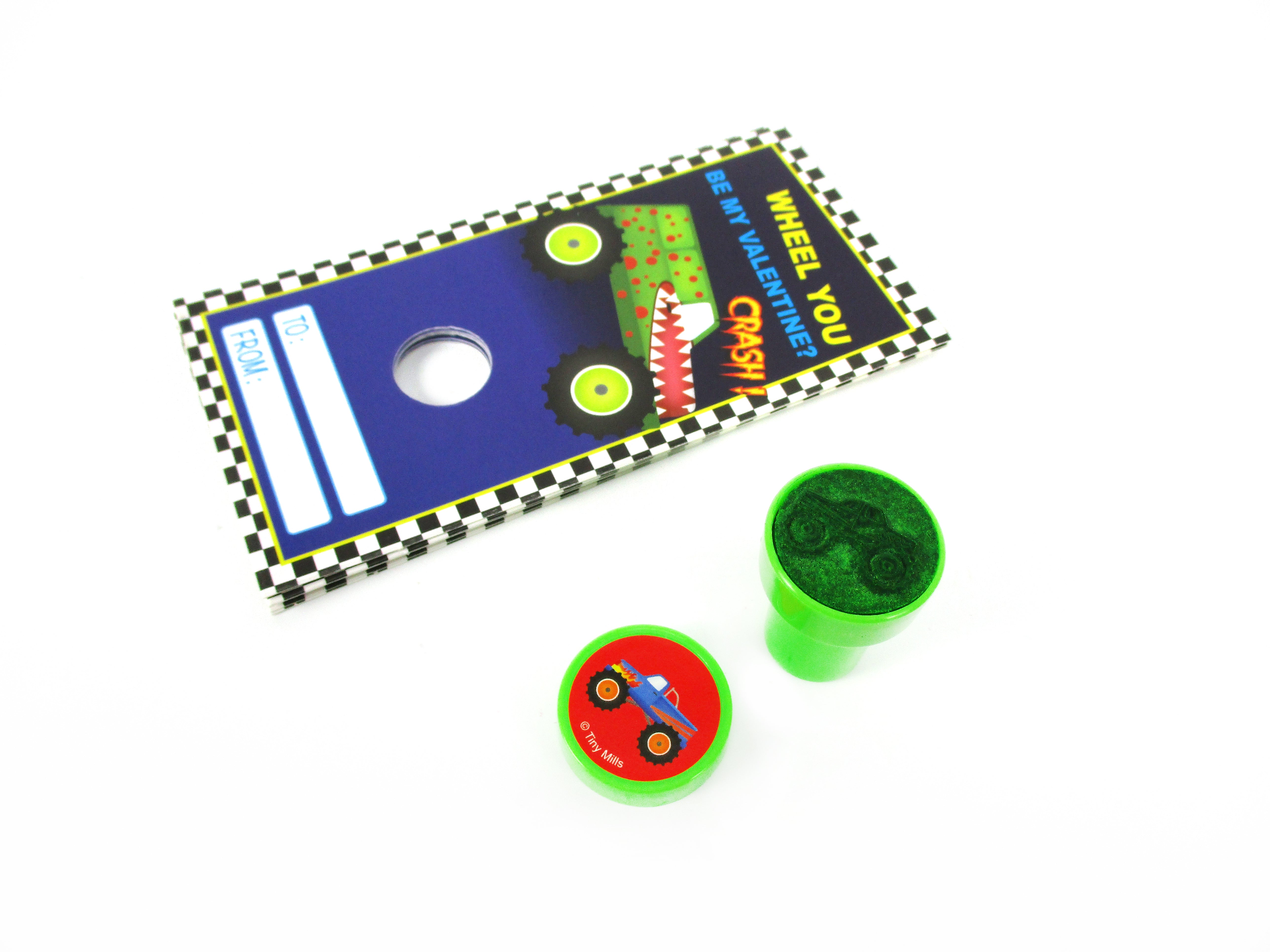 Monster Truck Valentine's Day Cards With Stampers For Classroom Exchange