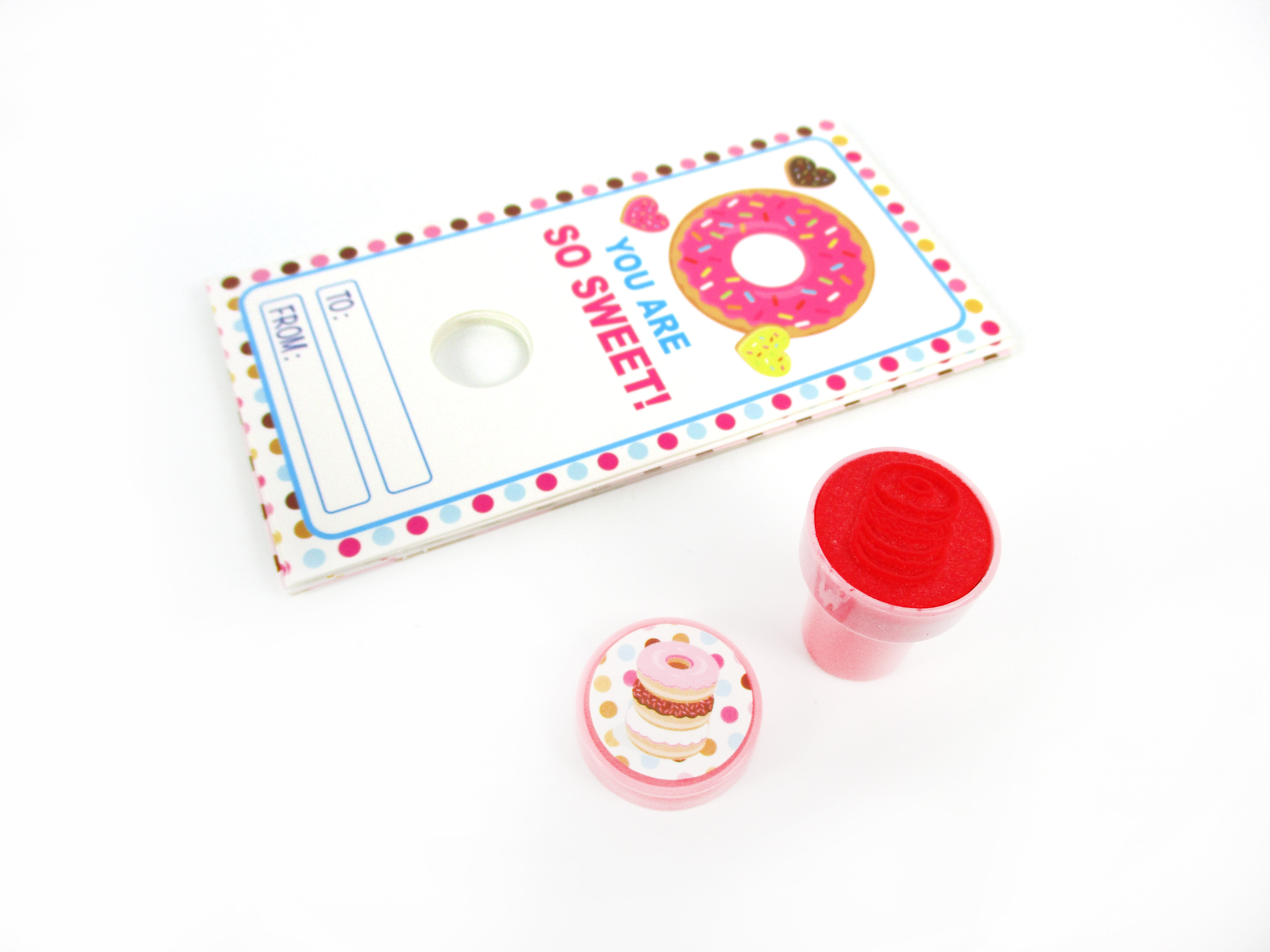 Donuts Valentine's Day Cards With Stampers For Classroom Exchange