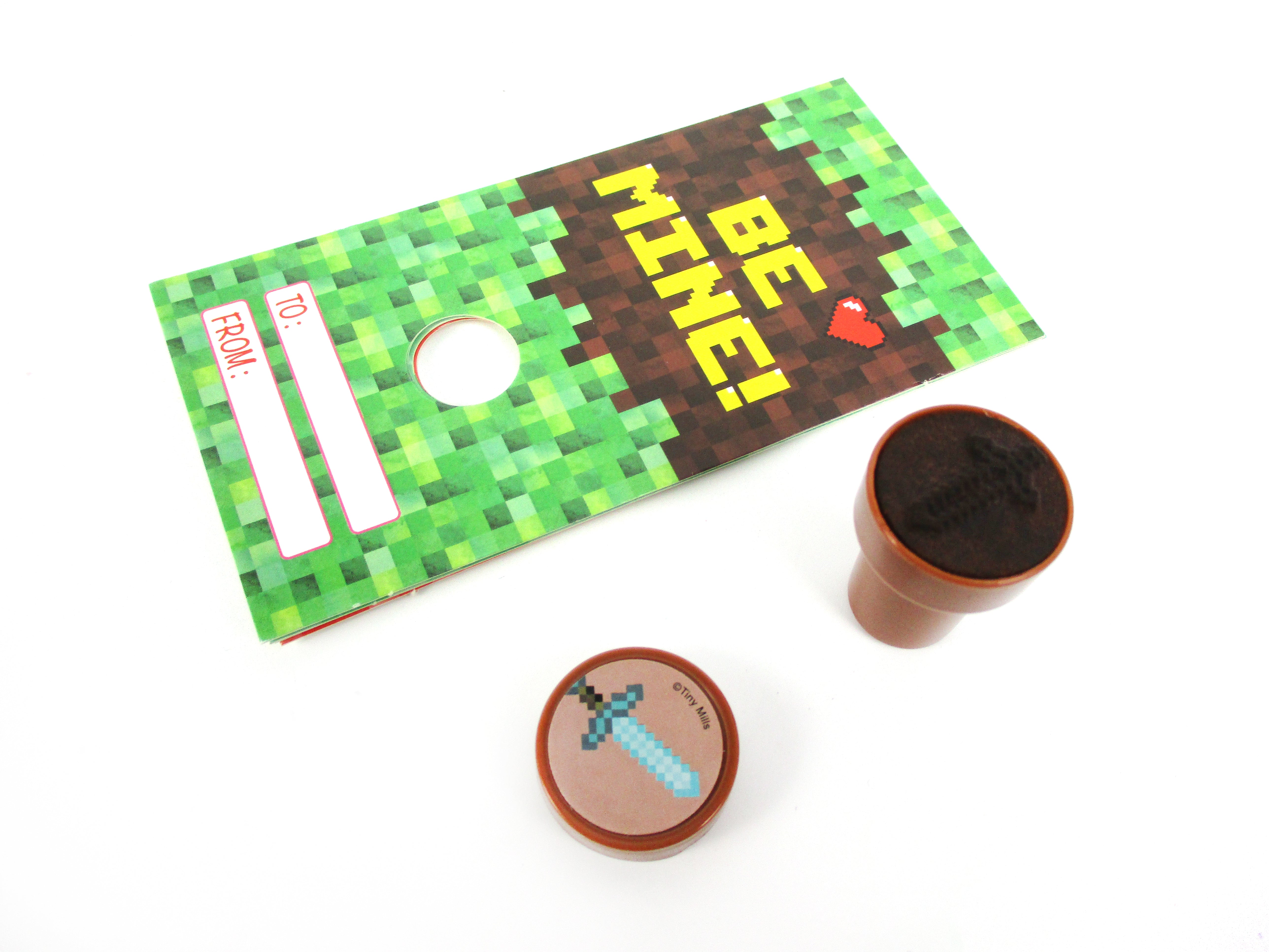 Pixel Miner Valentine's Day Cards With Stampers For Classroom Exchange