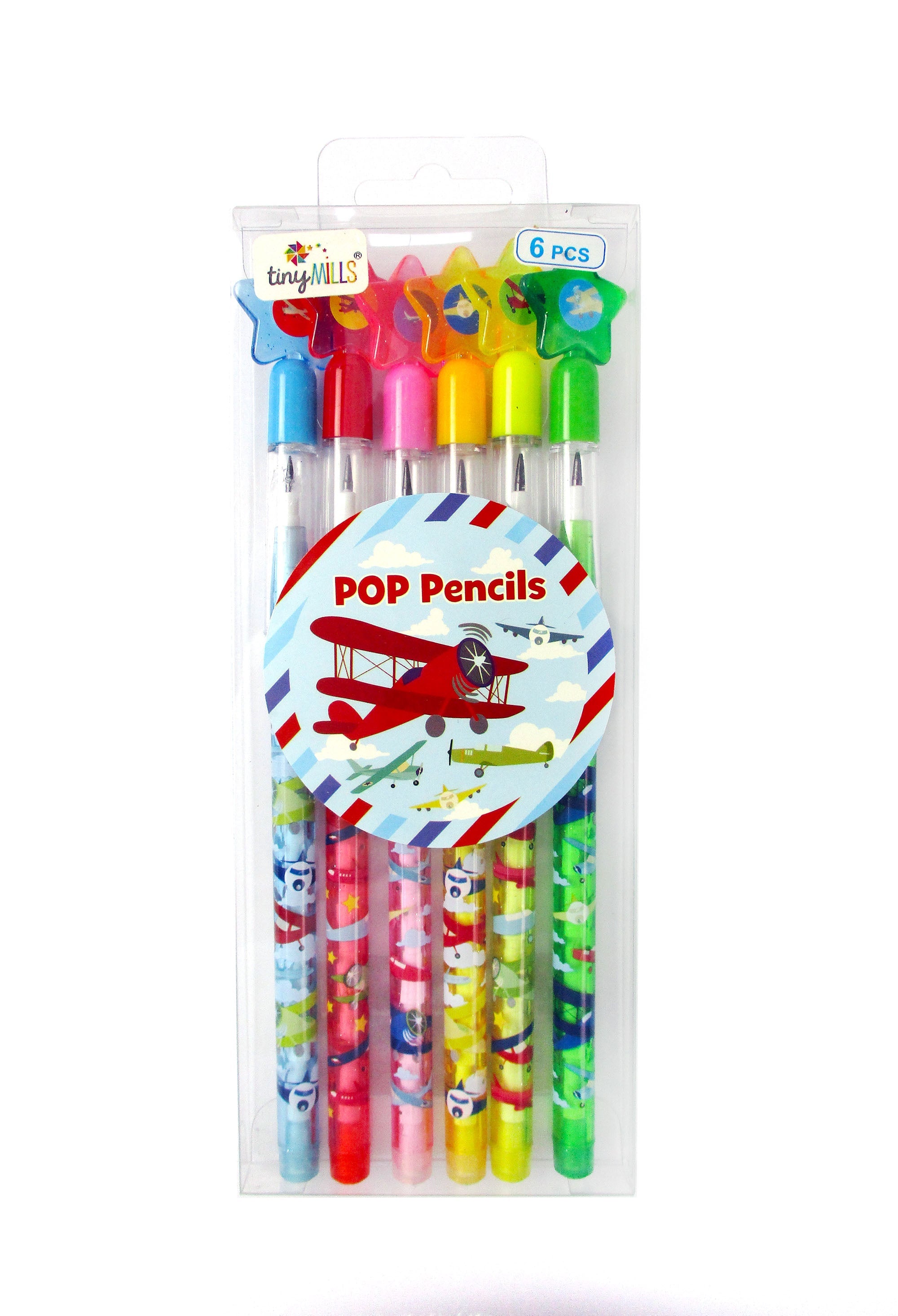 Airplane Stackable Multi Point Pencils - Set Of 6