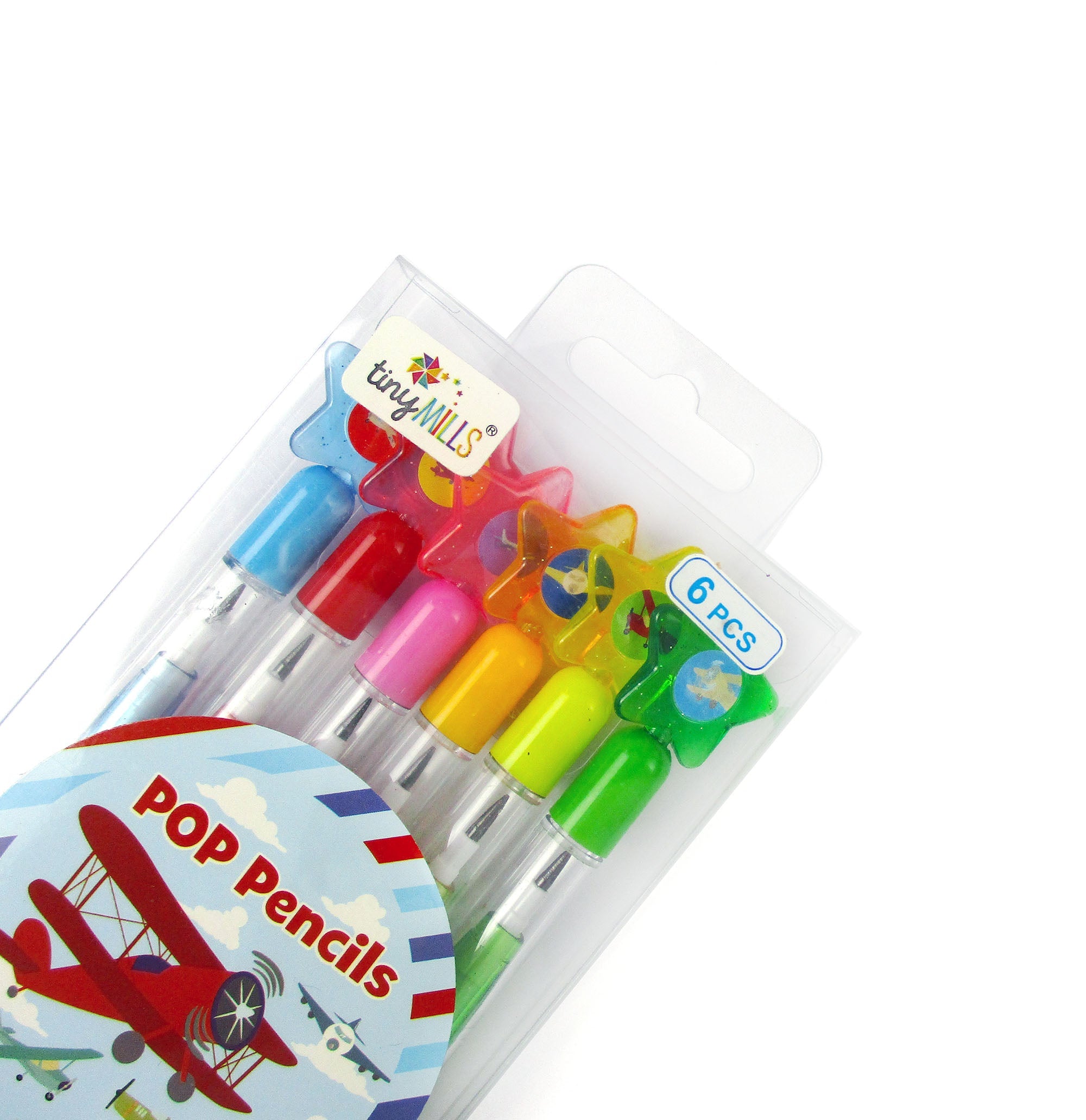 Airplane Stackable Multi Point Pencils - Set Of 6