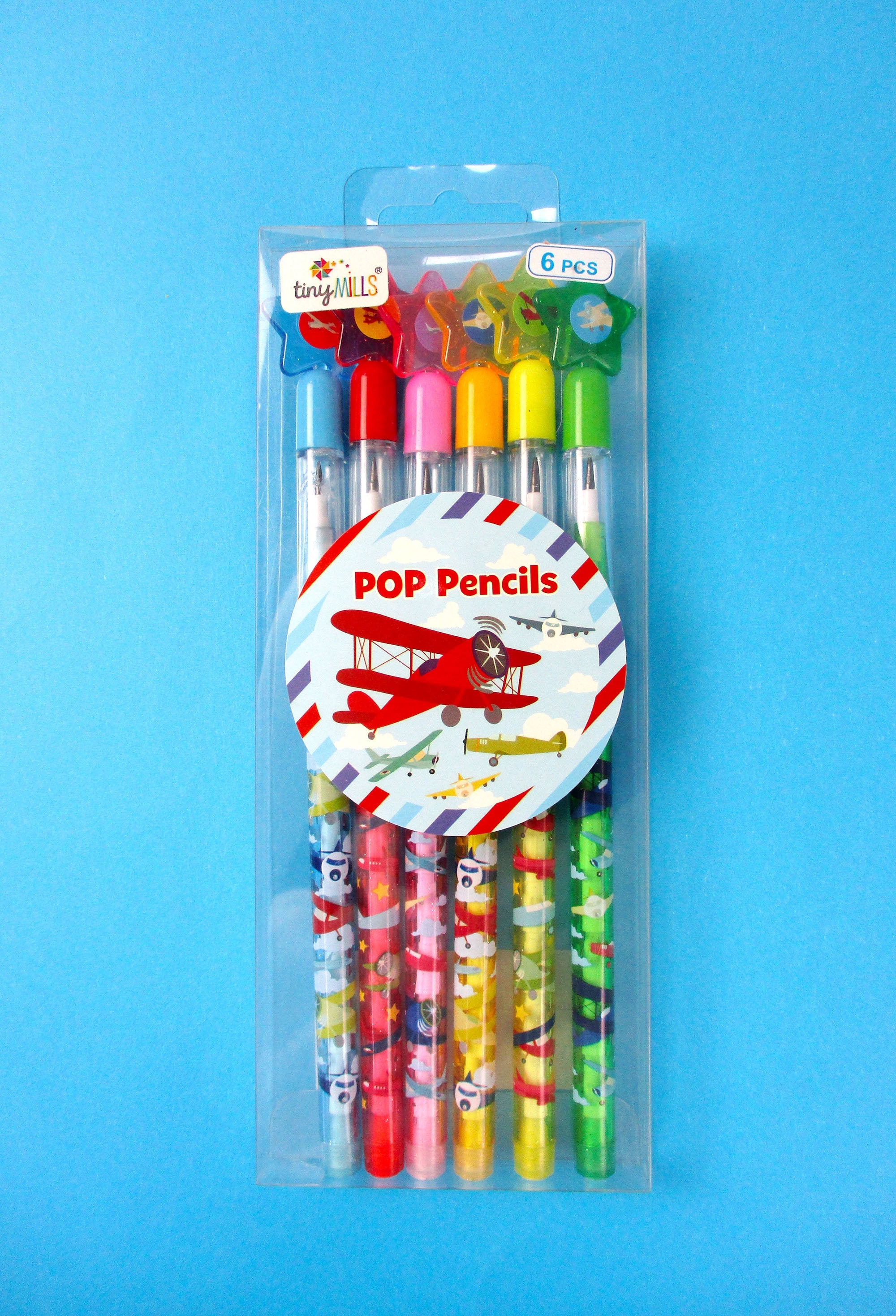Airplane Stackable Multi Point Pencils - Set Of 6
