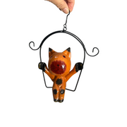 Wooden Cat On A Swing (orange)